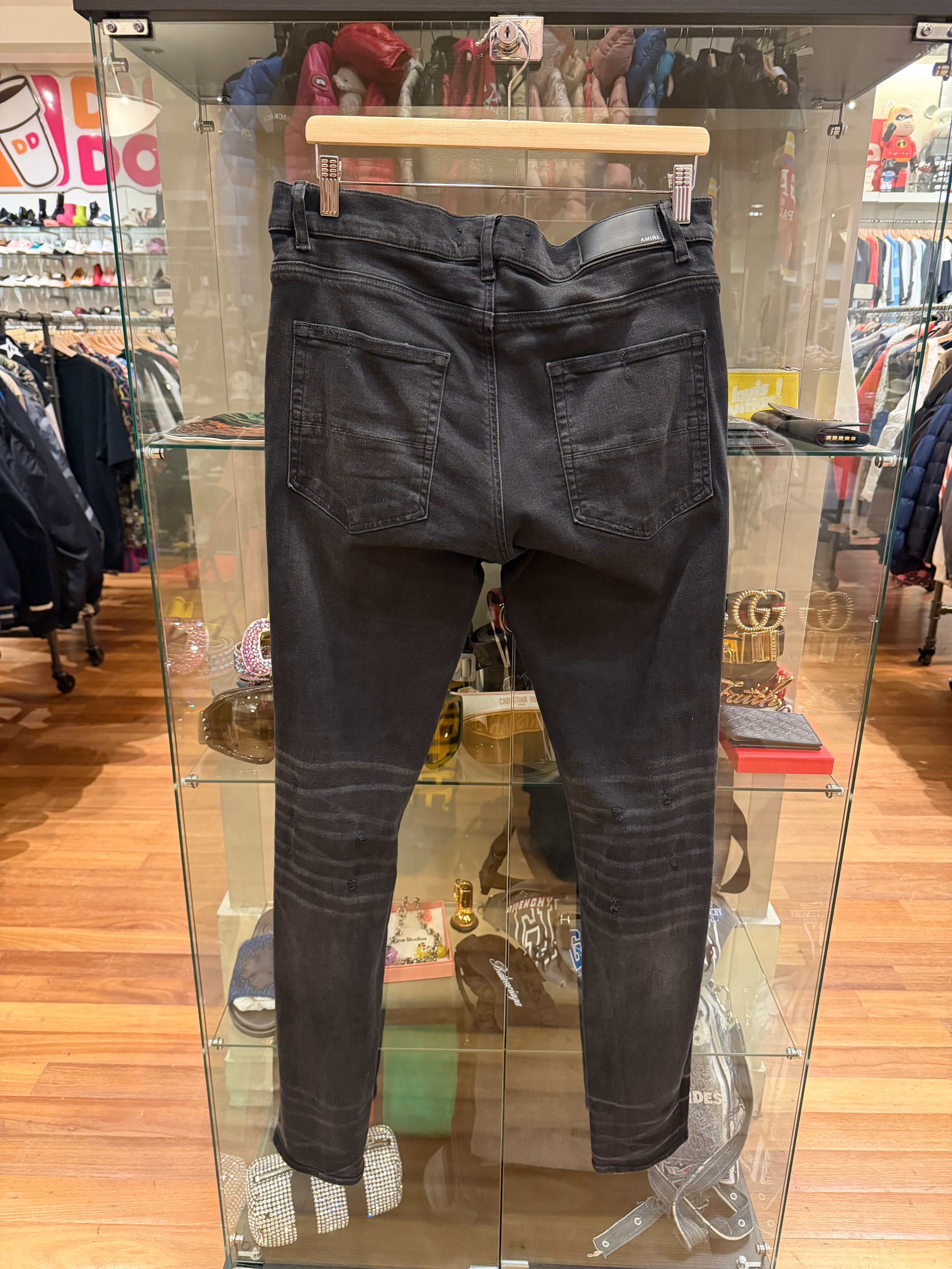 Amiri MX1 Distressed Skinny Jeans - Black