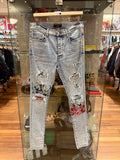 Amiri Pajama Art Patch Skinny Jeans