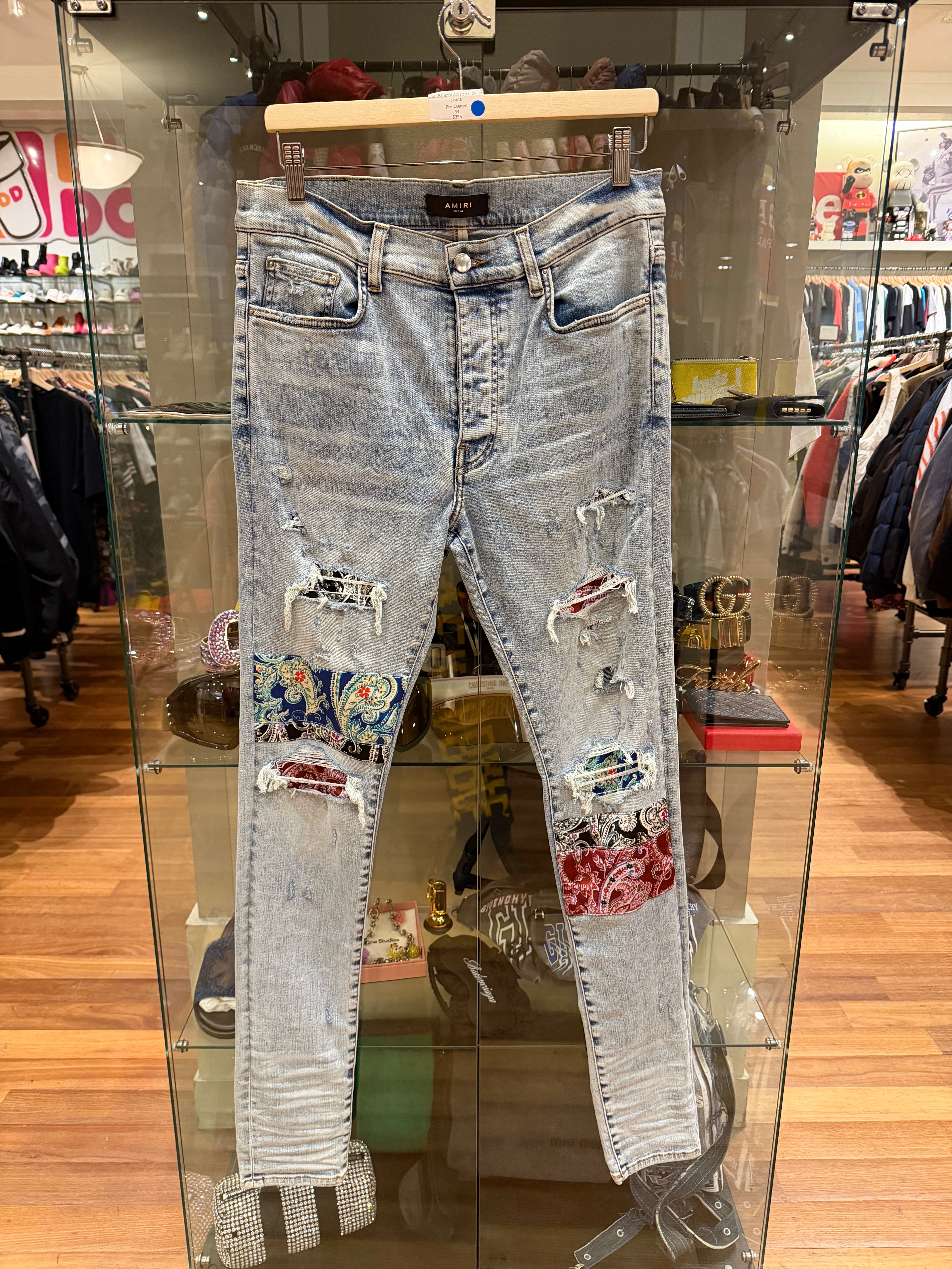Amiri Pajama Art Patch Skinny Jeans