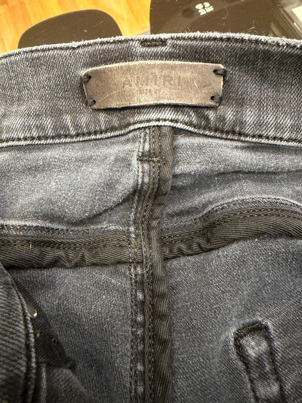 Amiri MX1 Playboy Distressed Skinny Jeans- Grey/Playboy Pacthes