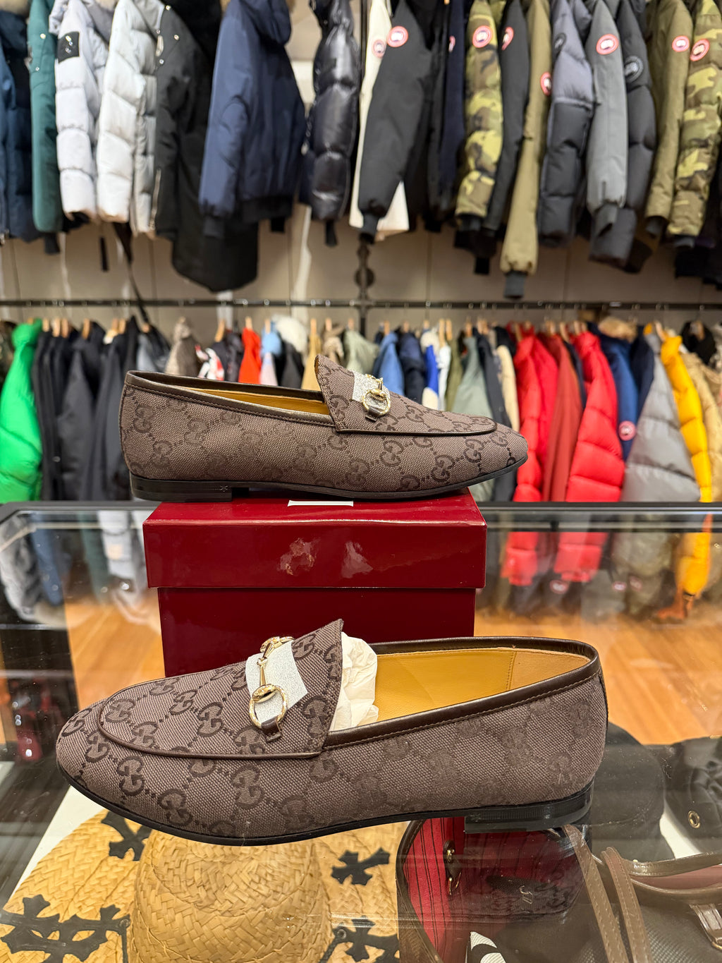 Gucci Jordaan loafer in dark brown GG canvas