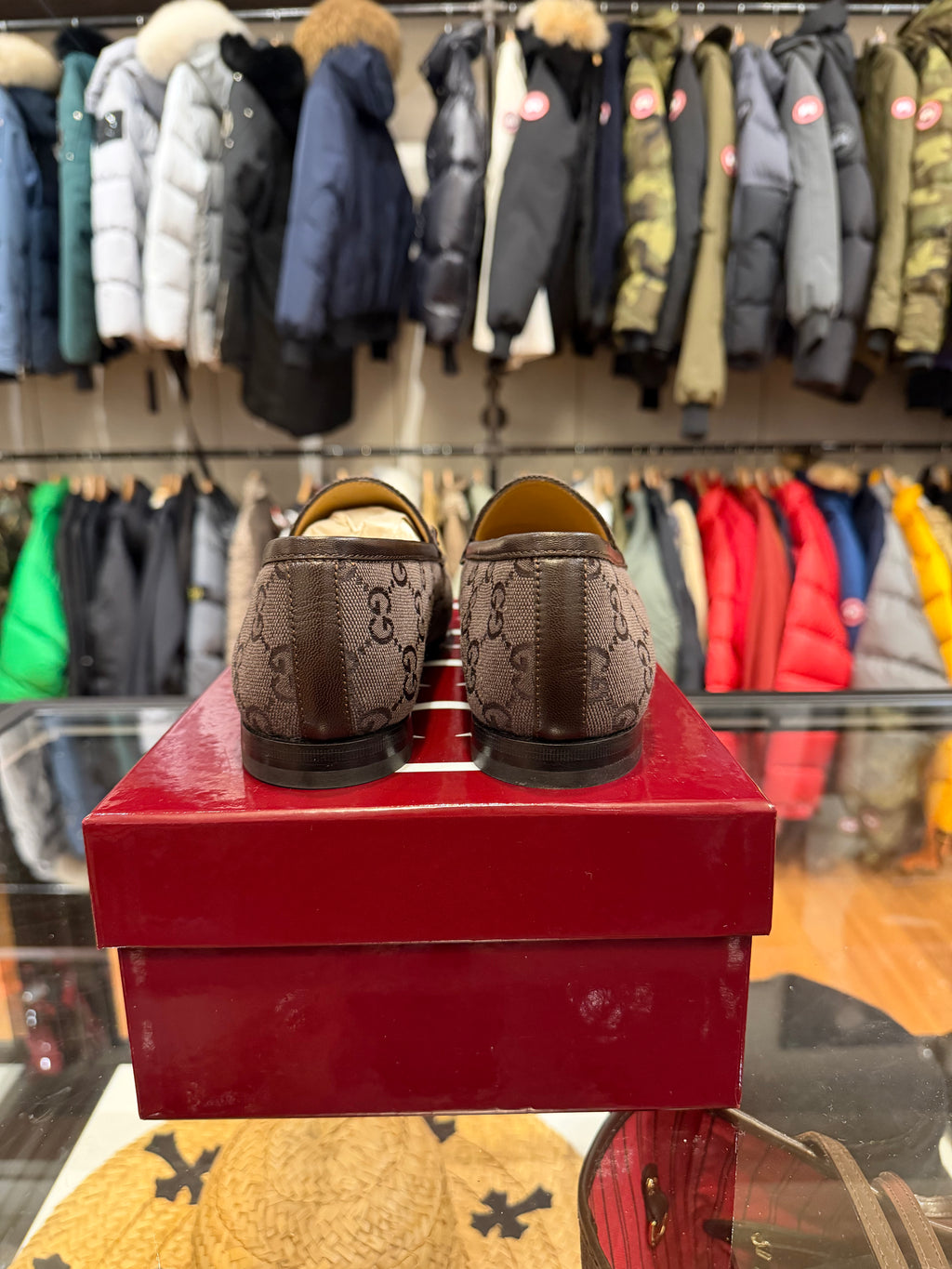 Gucci Jordaan loafer in dark brown GG canvas
