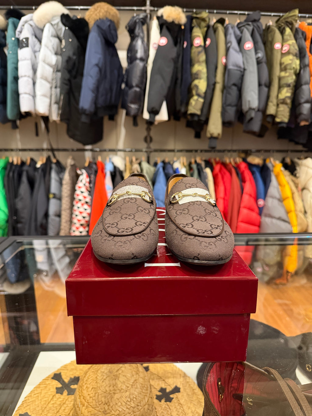 Gucci Jordaan loafer in dark brown GG canvas