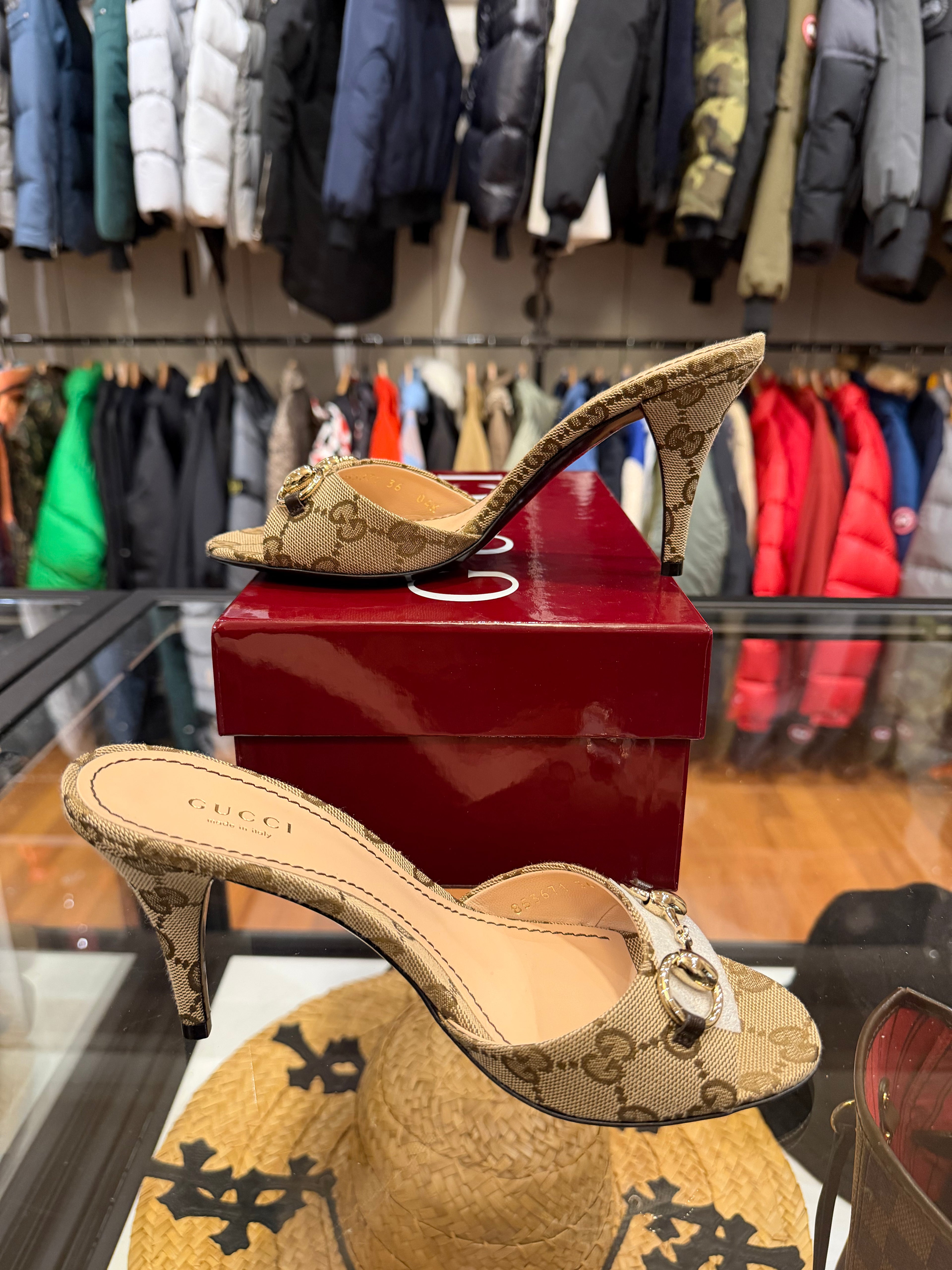 Gucci Monogram Horsebit Mules