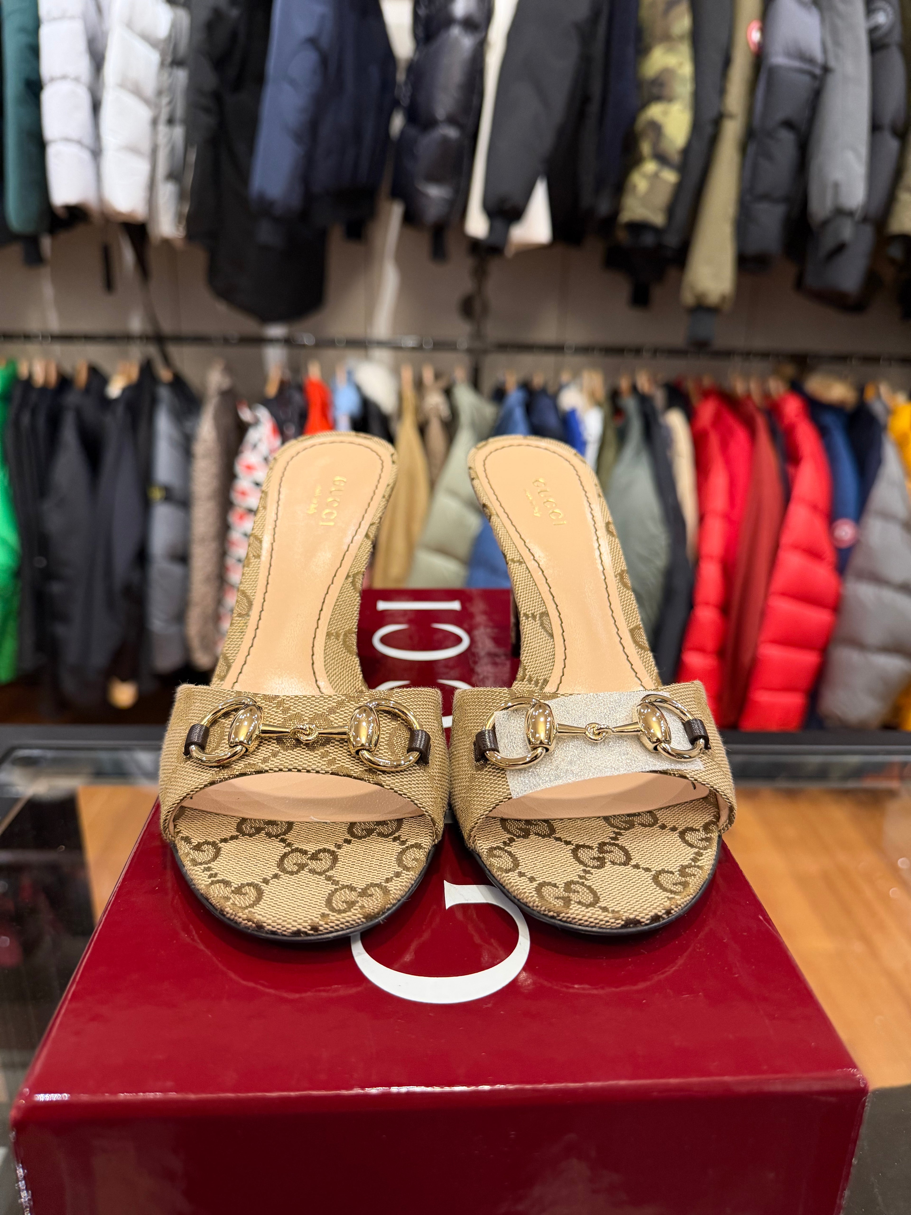 Gucci Monogram Horsebit Mules
