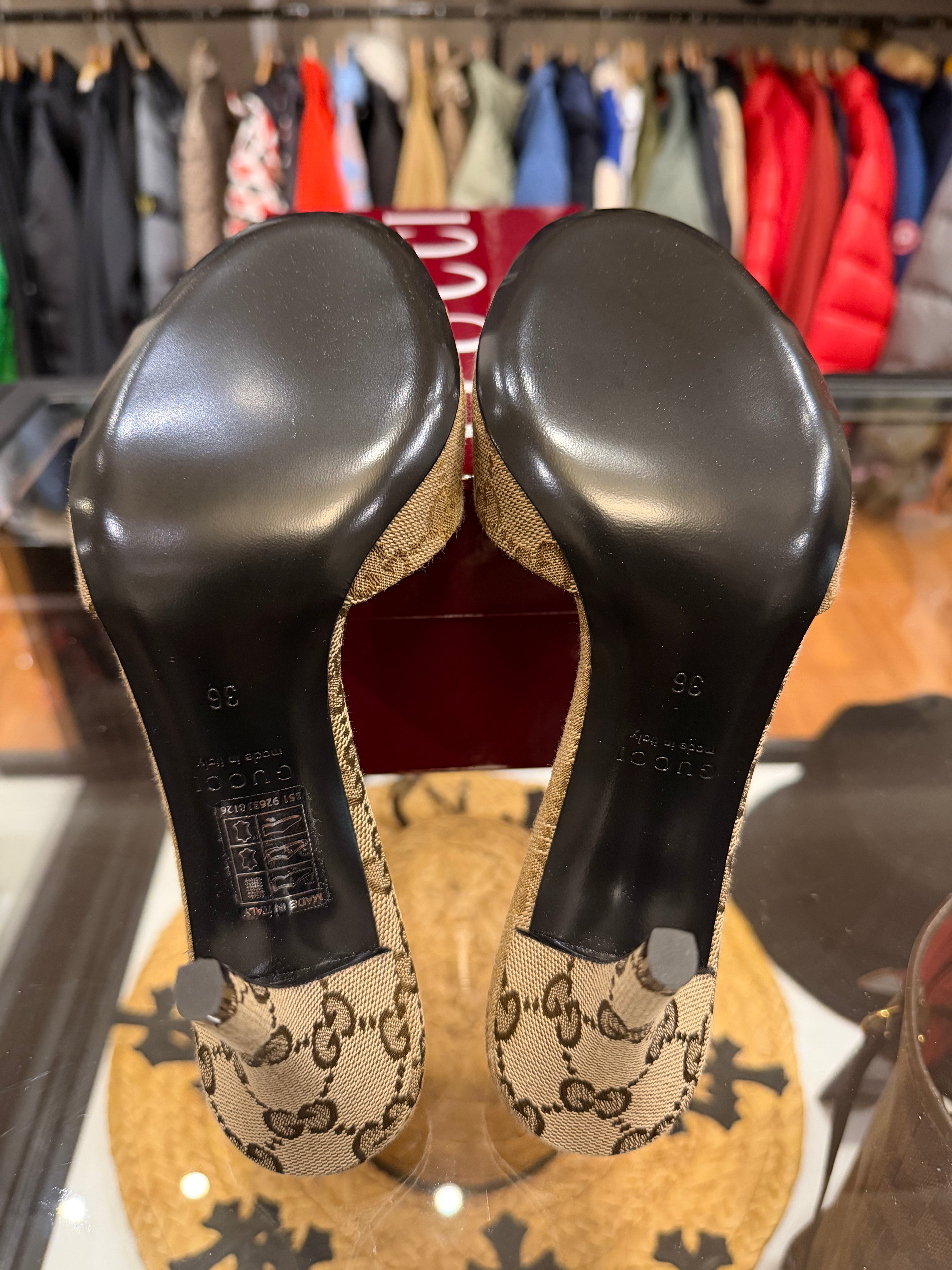 Gucci Monogram Horsebit Mules