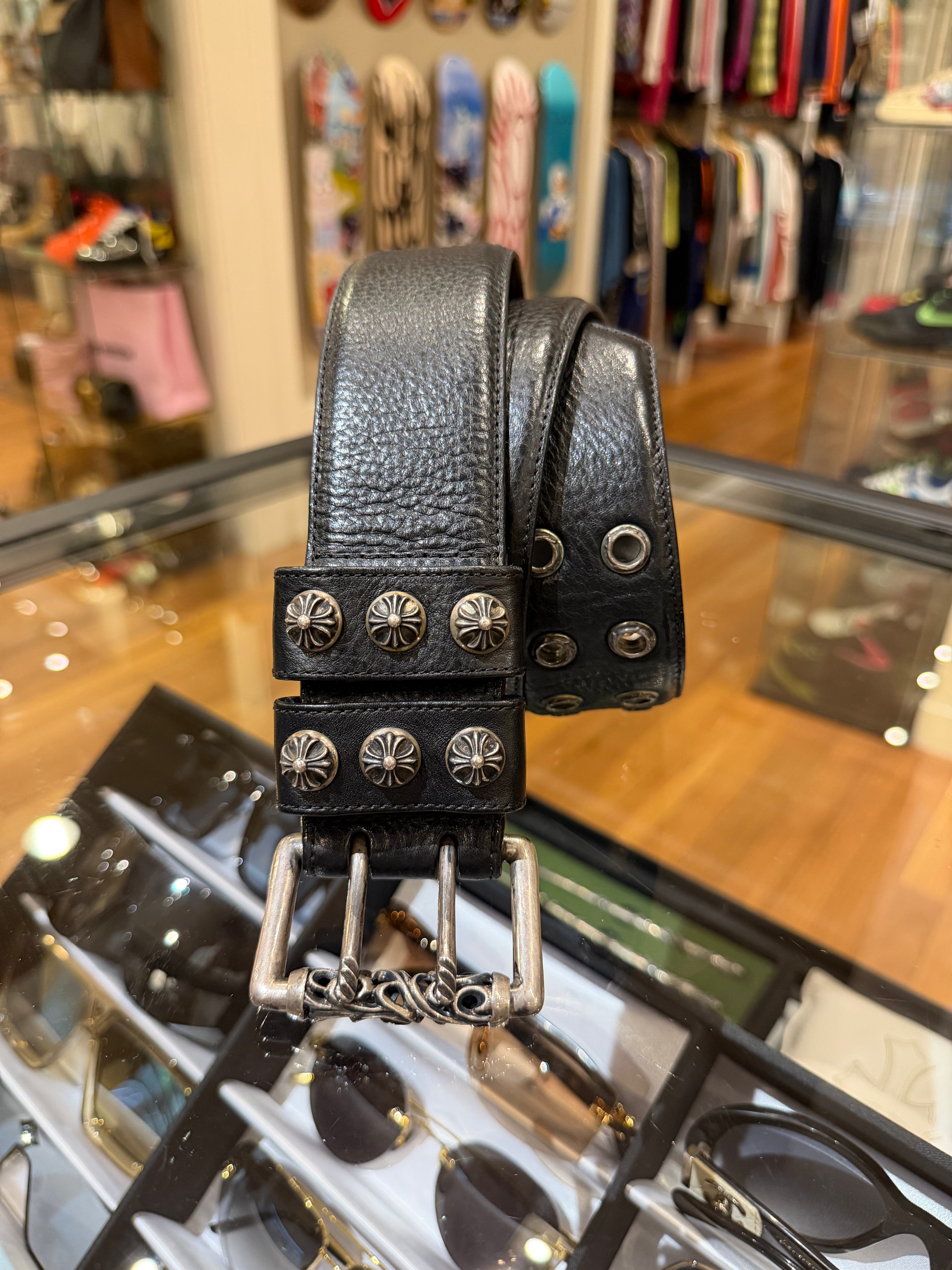 Chrome Hearts Double Prong Roller Belt with Rivets