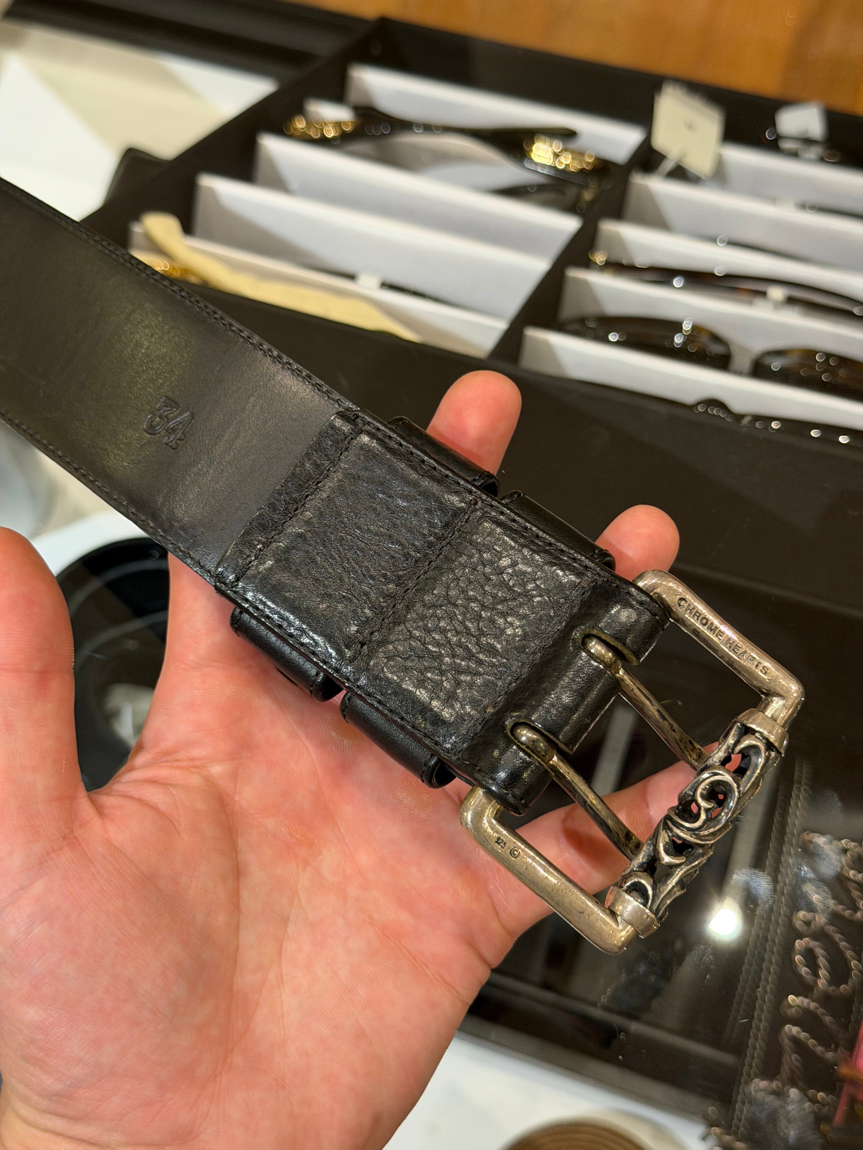 Chrome Hearts Double Prong Roller Belt with Rivets