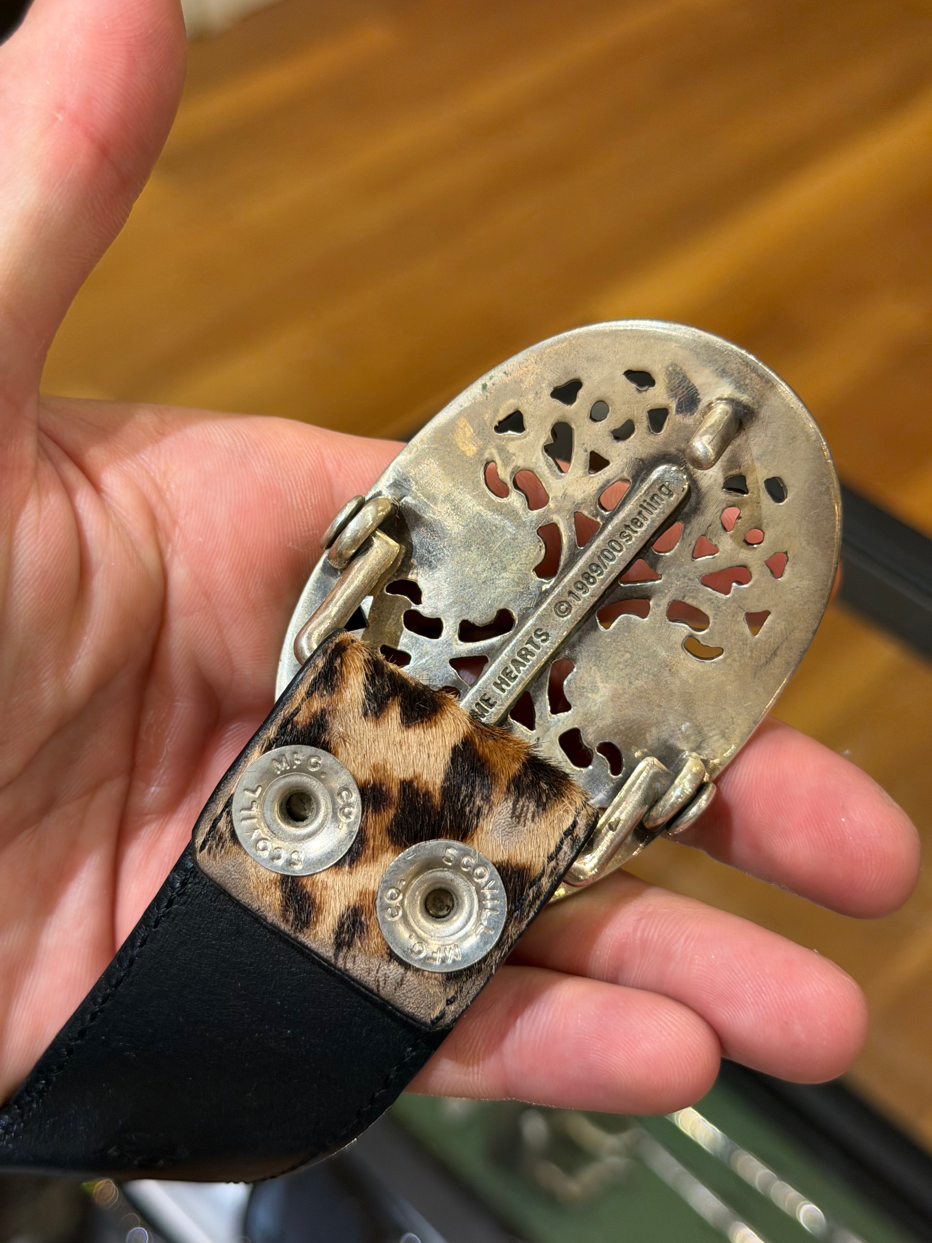 Chrome Hearts Oval Belt With Leopard Hide Belt Strap
