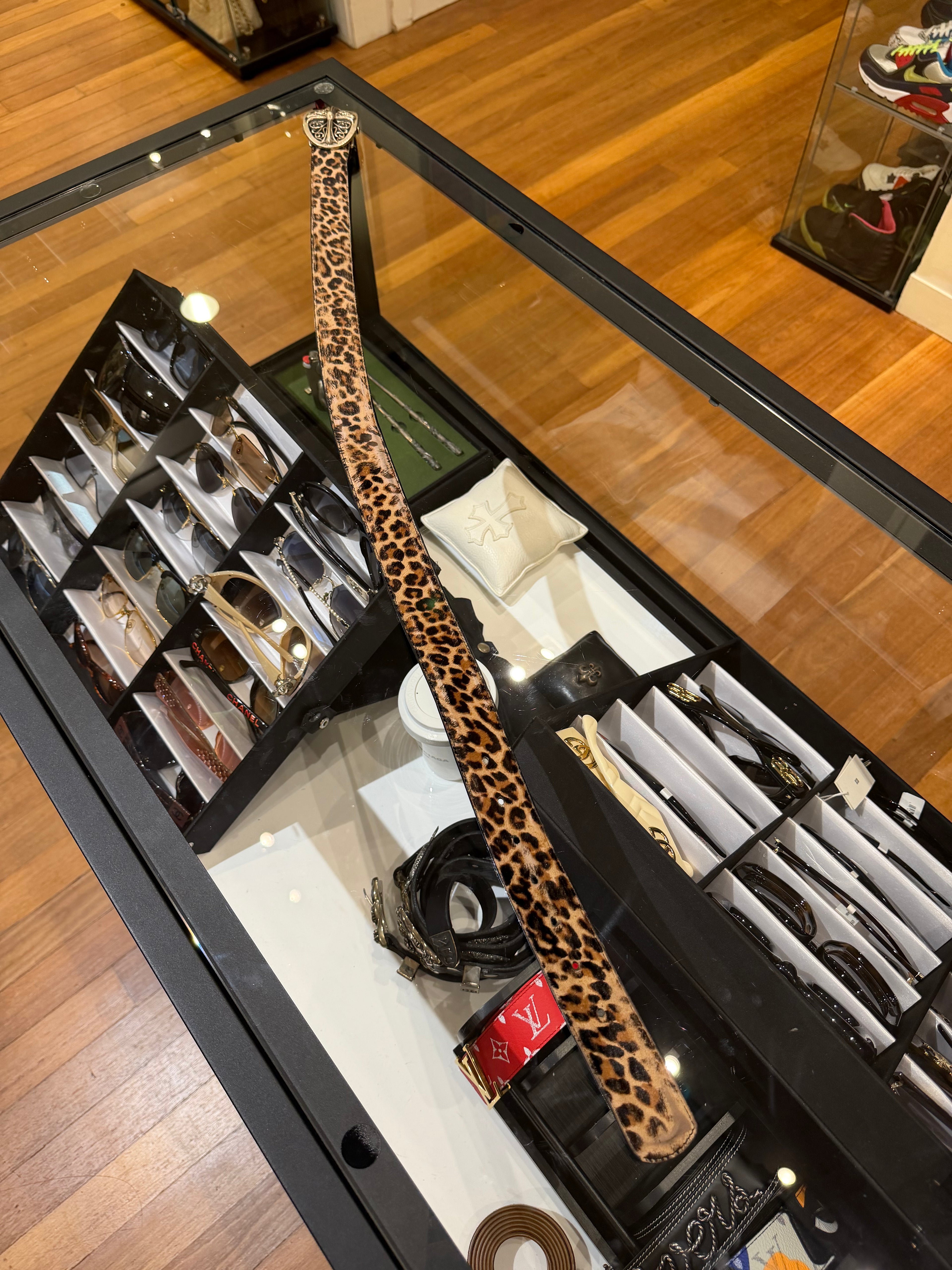 Chrome Hearts Oval Belt With Leopard Hide Belt Strap