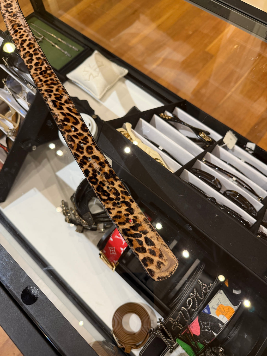 Chrome Hearts Oval Belt With Leopard Hide Belt Strap