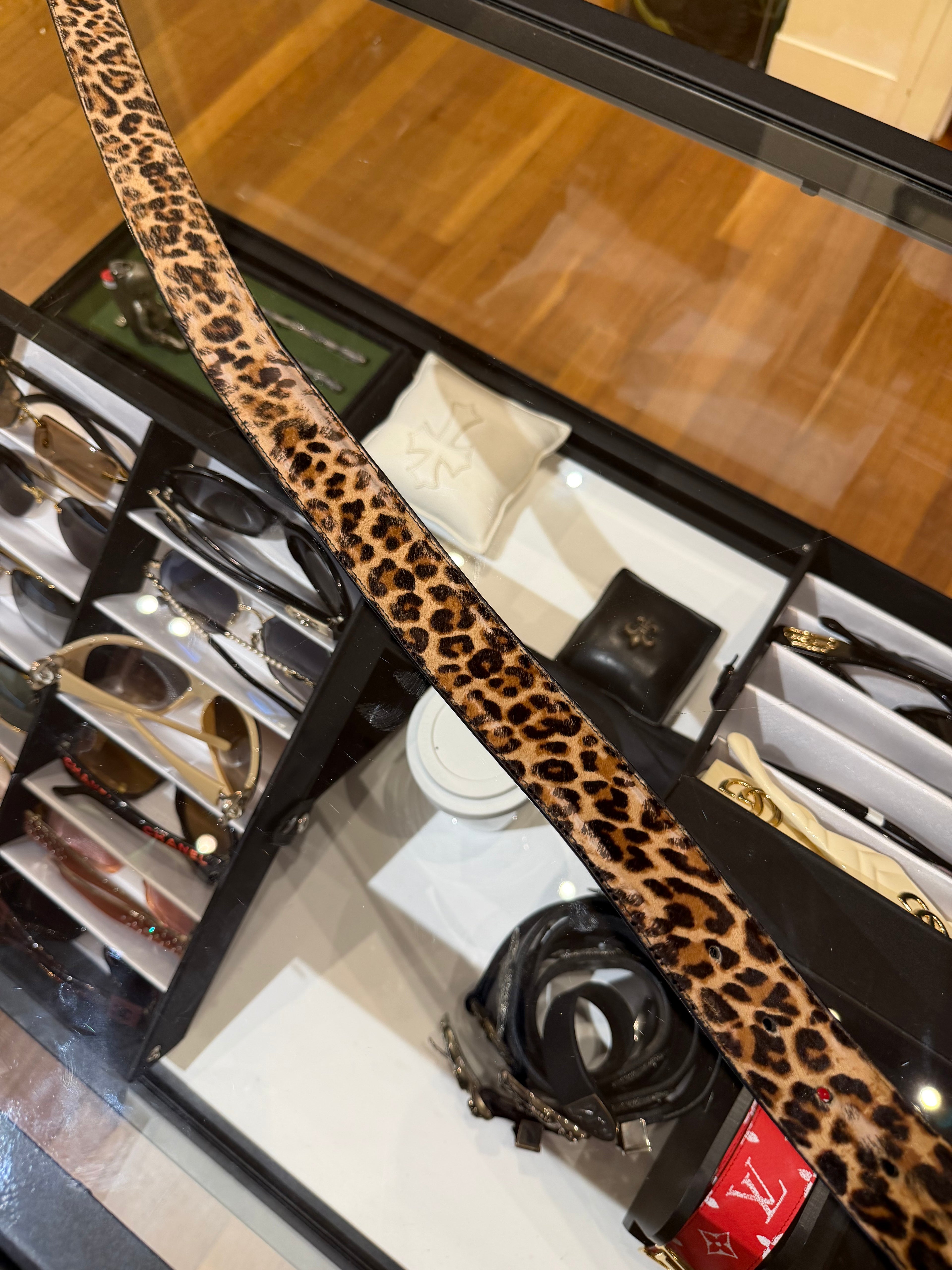 Chrome Hearts Oval Belt With Leopard Hide Belt Strap