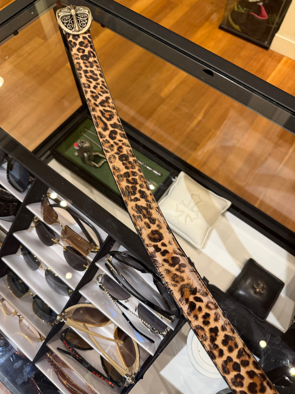 Chrome Hearts Oval Belt With Leopard Hide Belt Strap