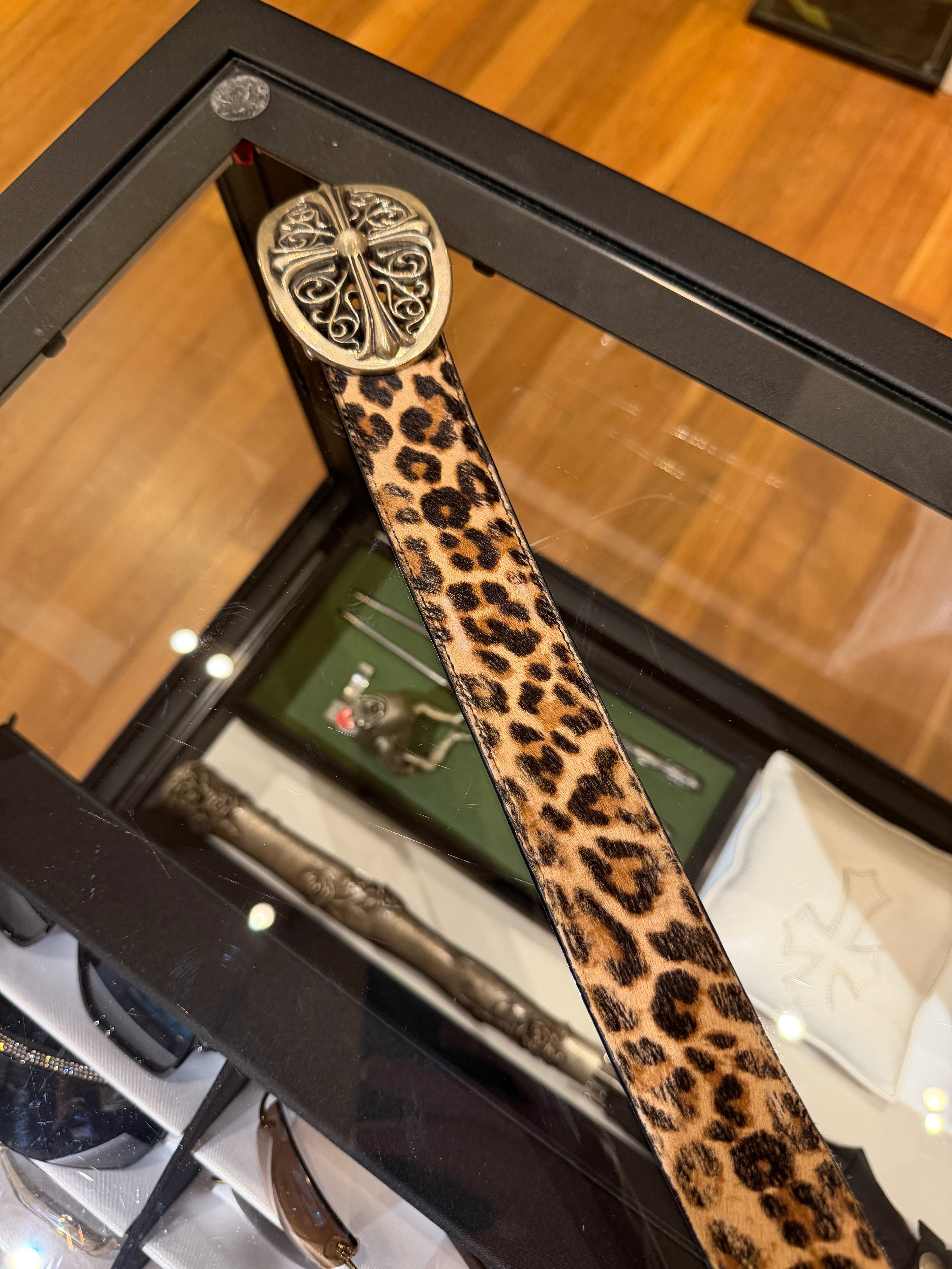 Chrome Hearts Oval Belt With Leopard Hide Belt Strap