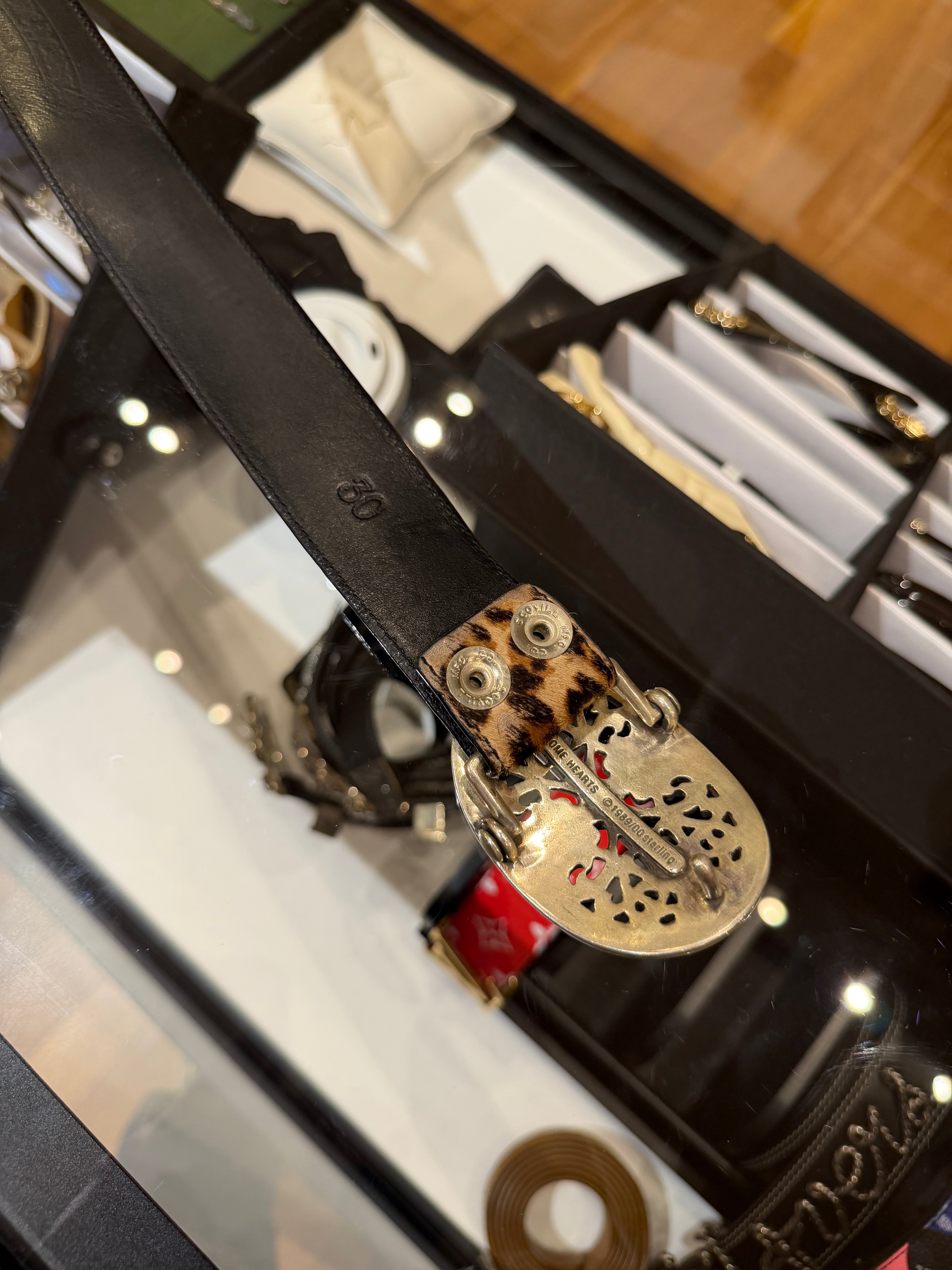 Chrome Hearts Oval Belt With Leopard Hide Belt Strap