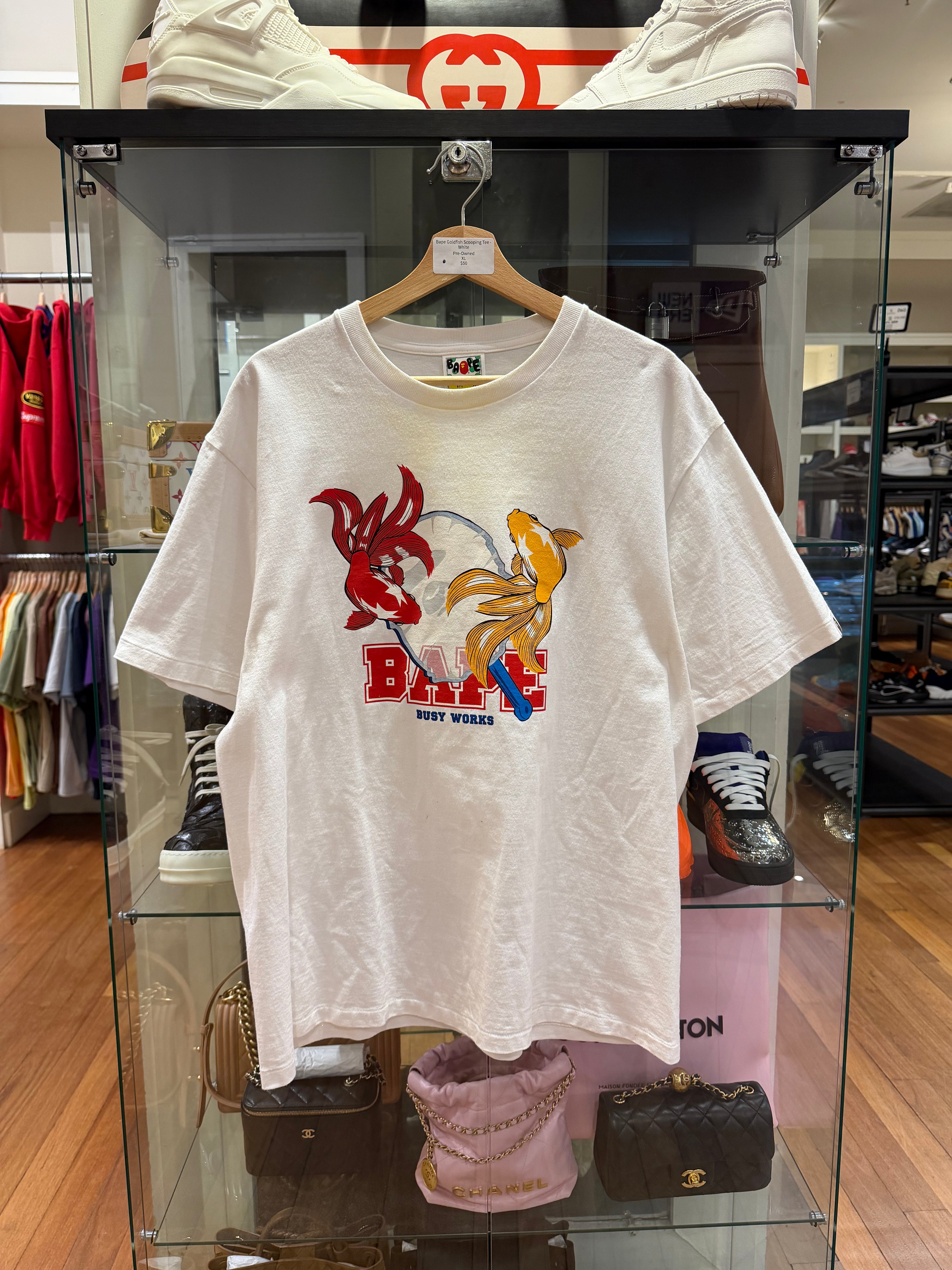 Bape Goldfish Scooping Tee -
White