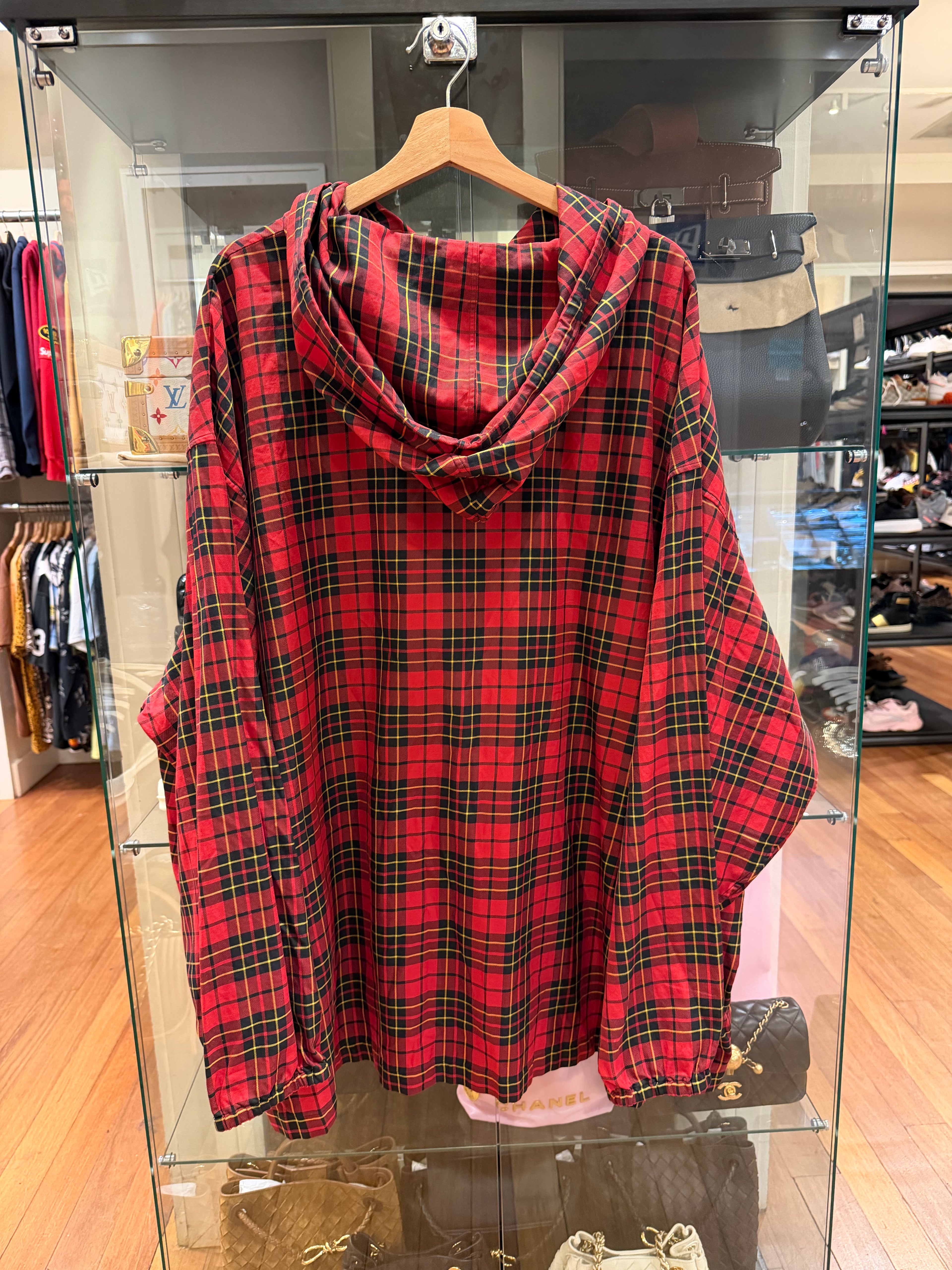Balenciaga Plaid Hooded
Shirt Jacket - Red