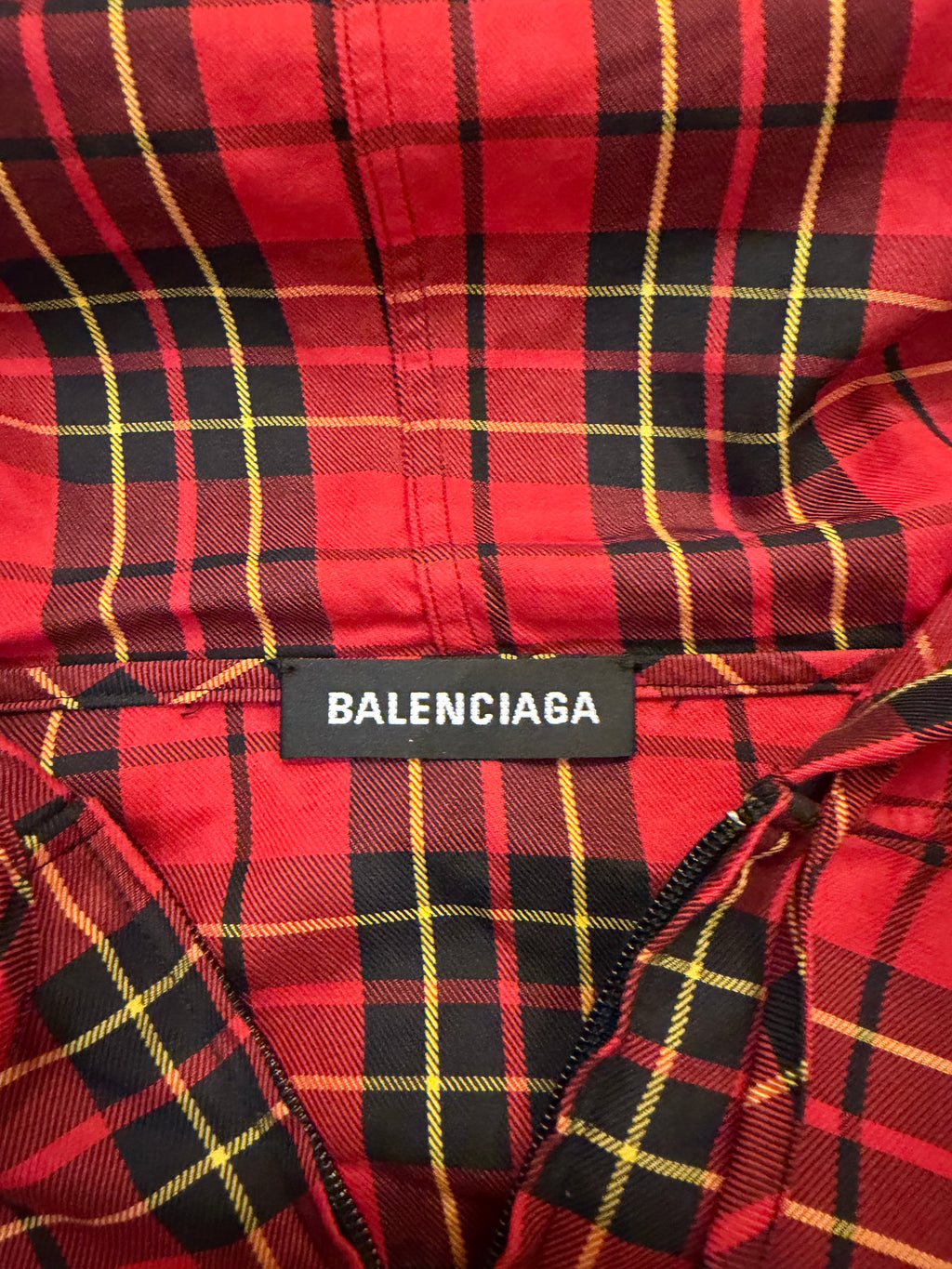 Balenciaga Plaid Hooded
Shirt Jacket - Red