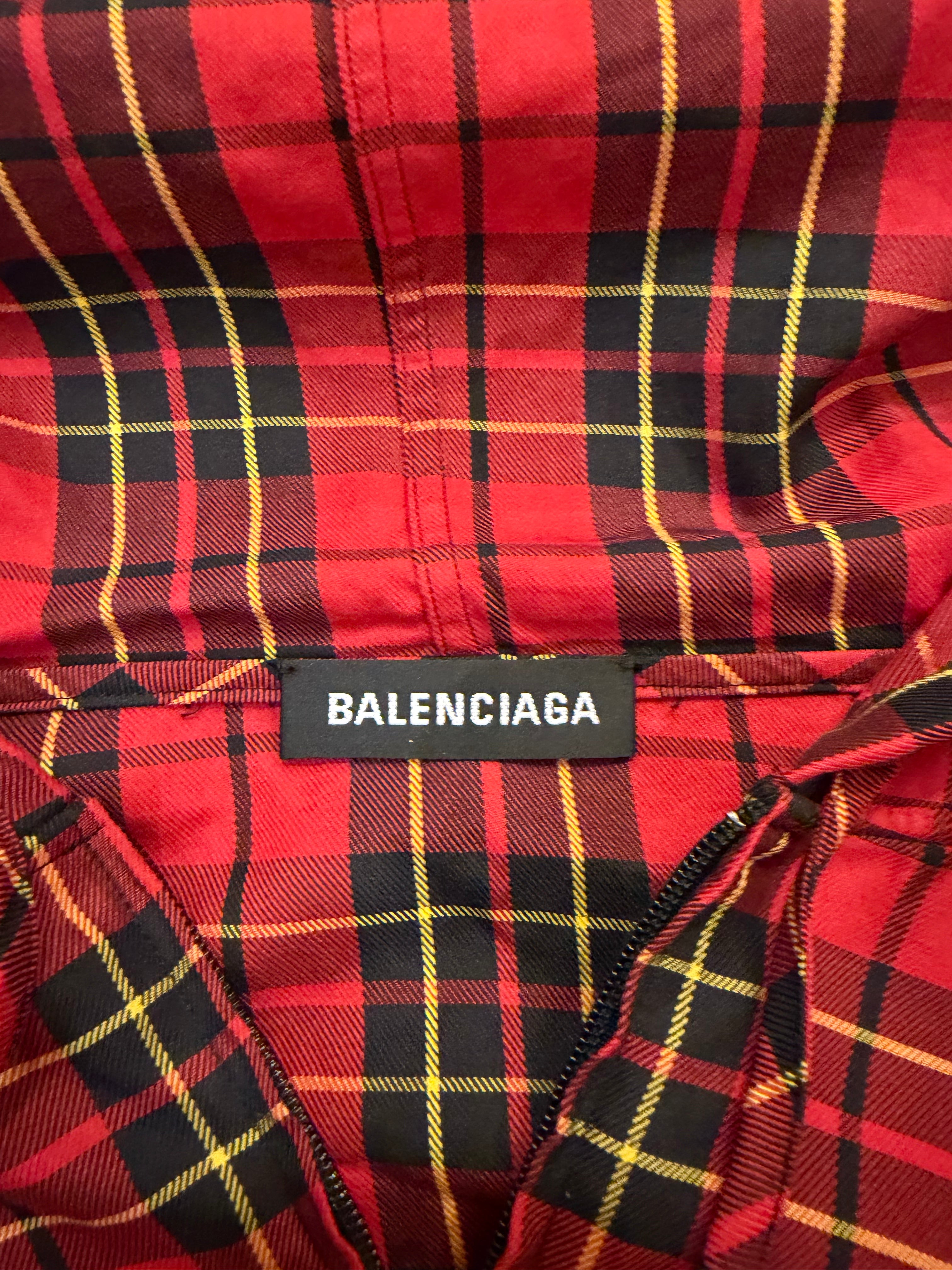 Balenciaga Plaid Hooded
Shirt Jacket - Red