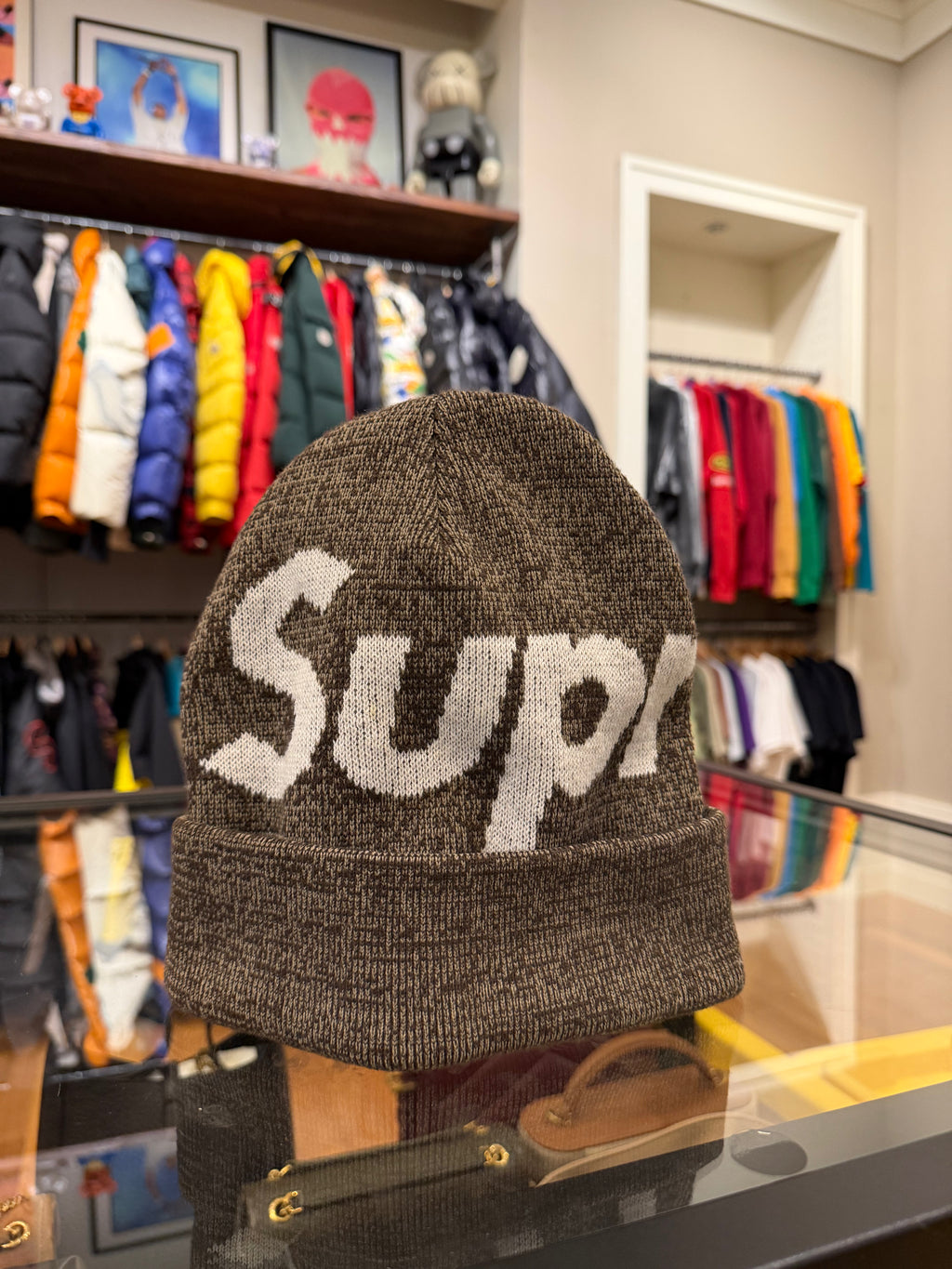 Supreme Big Logo Beanie - Brown