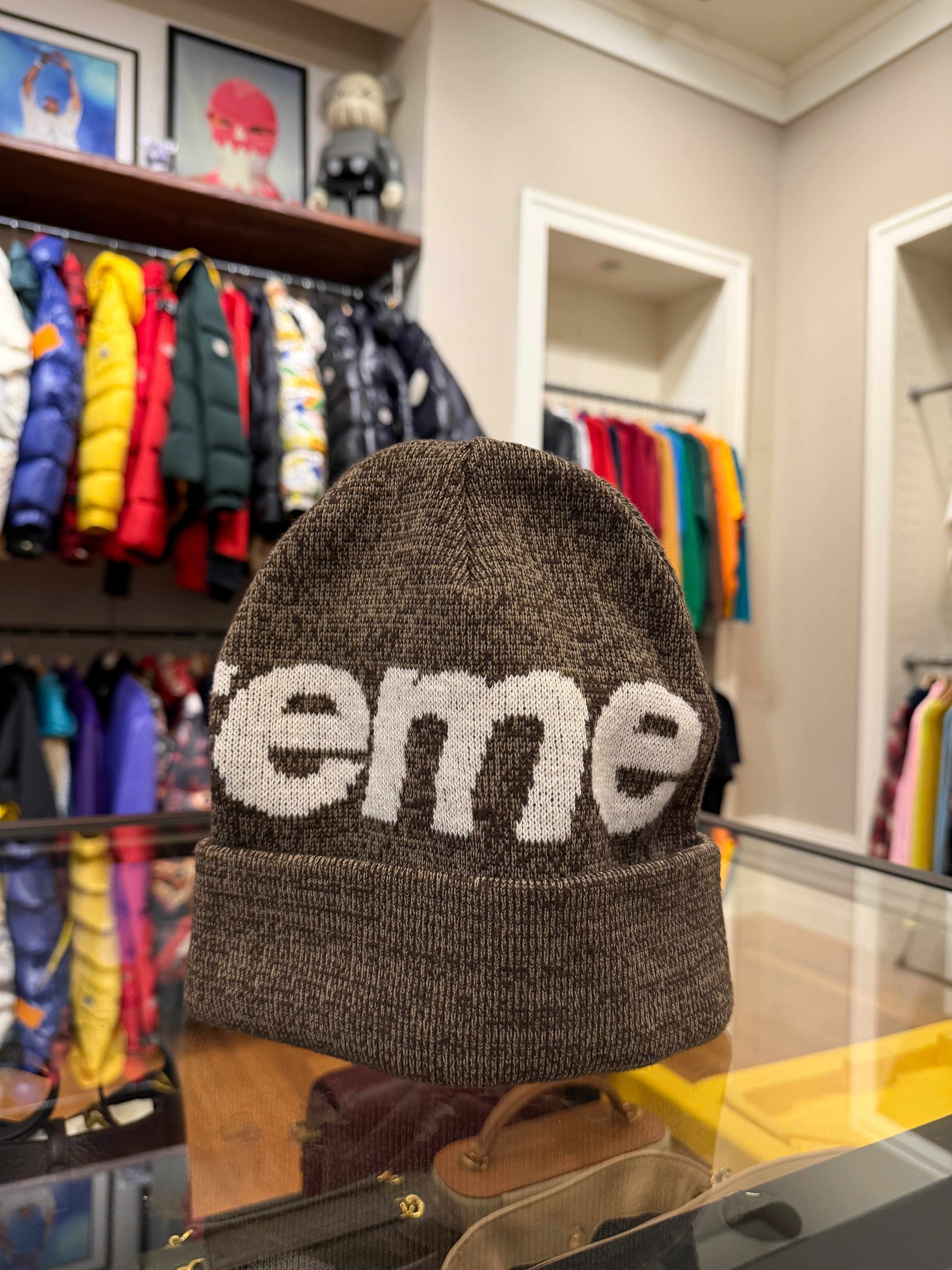 Supreme Big Logo Beanie - Brown