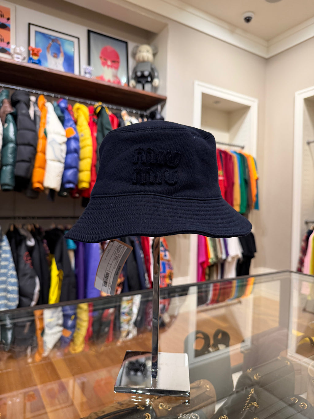 Miu Miu Distressed Solid Bucket Hat - Navy