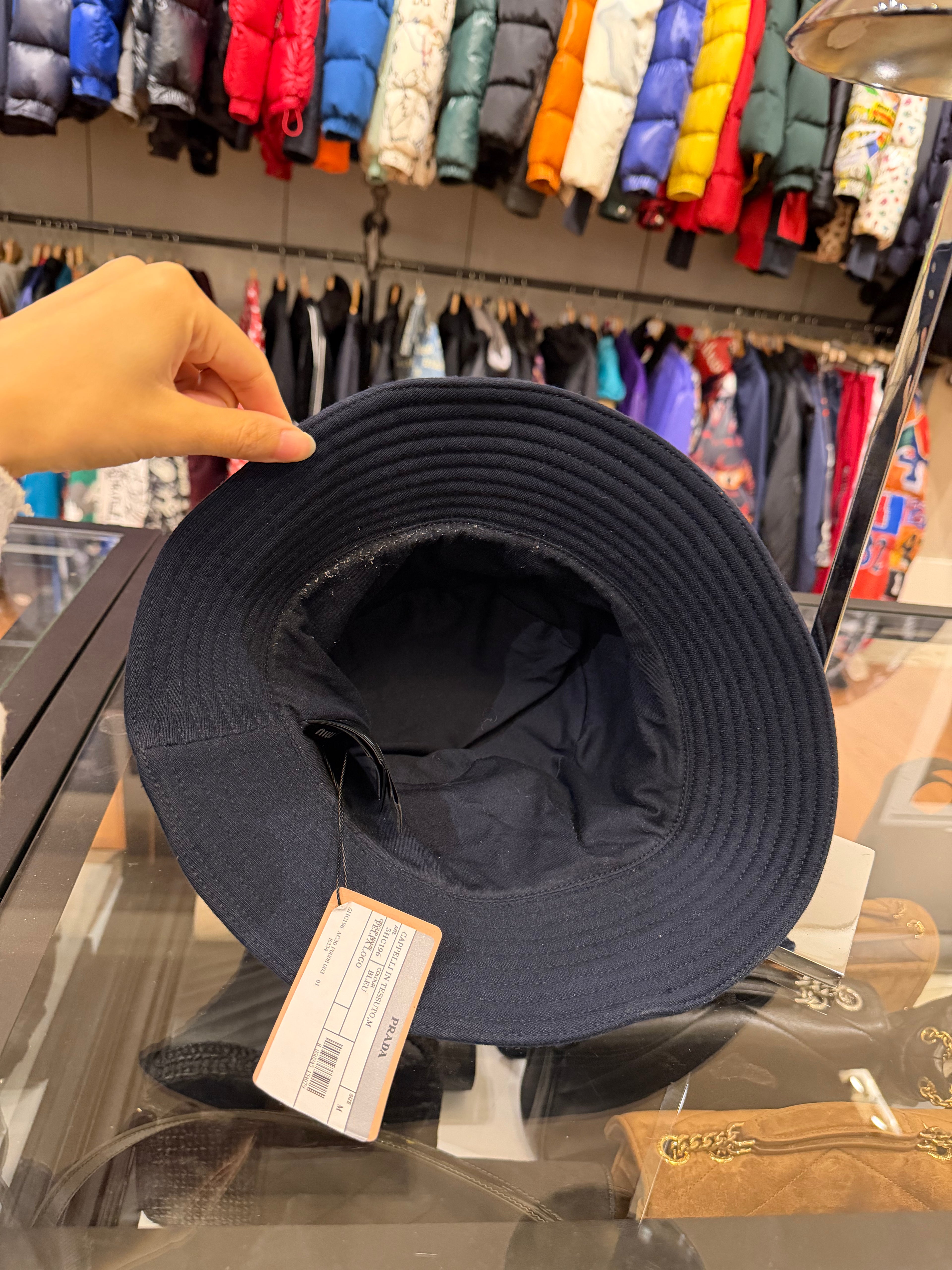 Miu Miu Distressed Solid Bucket Hat - Navy