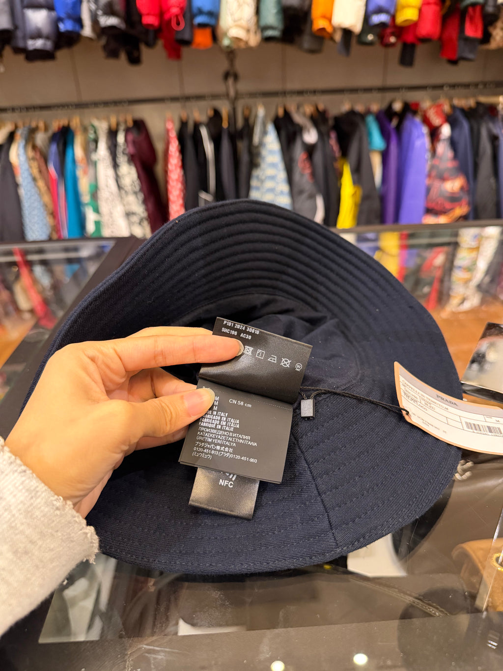 Miu Miu Distressed Solid Bucket Hat - Navy