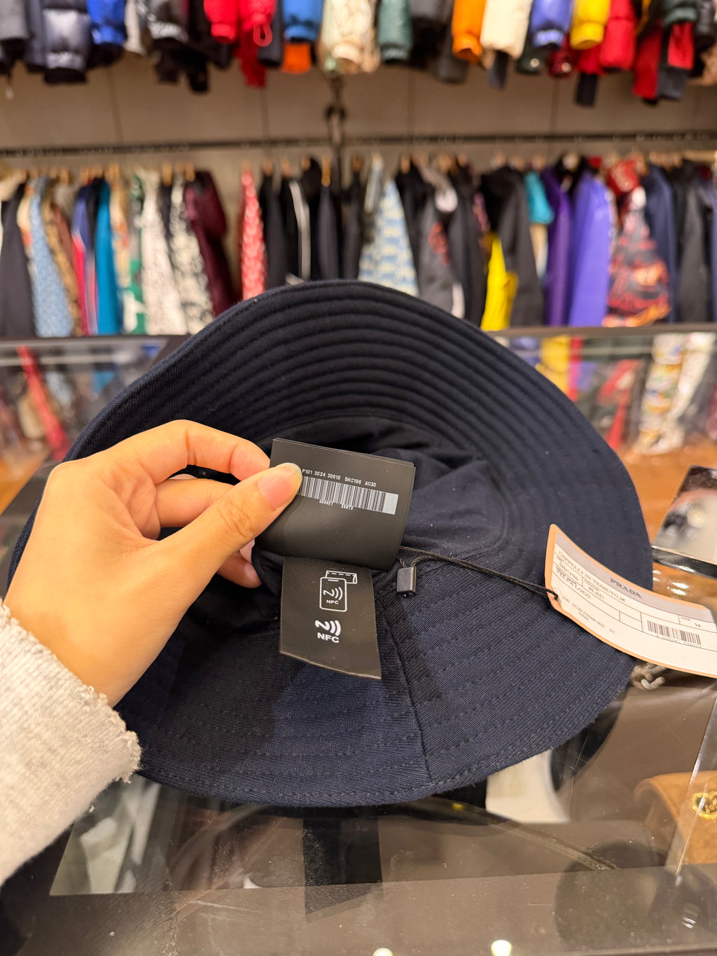 Miu Miu Distressed Solid Bucket Hat - Navy
