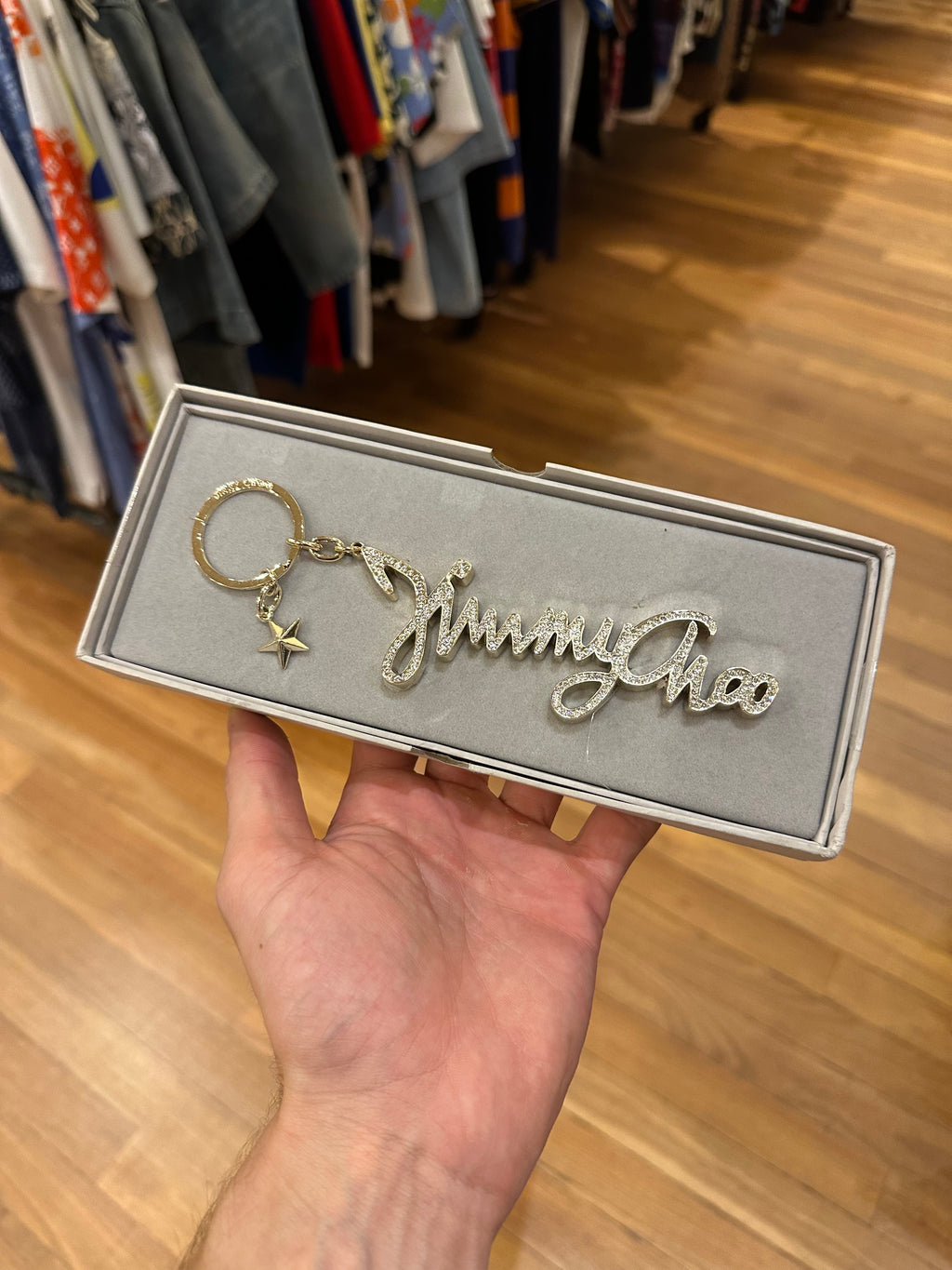 Jimmy Choo Crystal-Embellished Keychain – New in Box