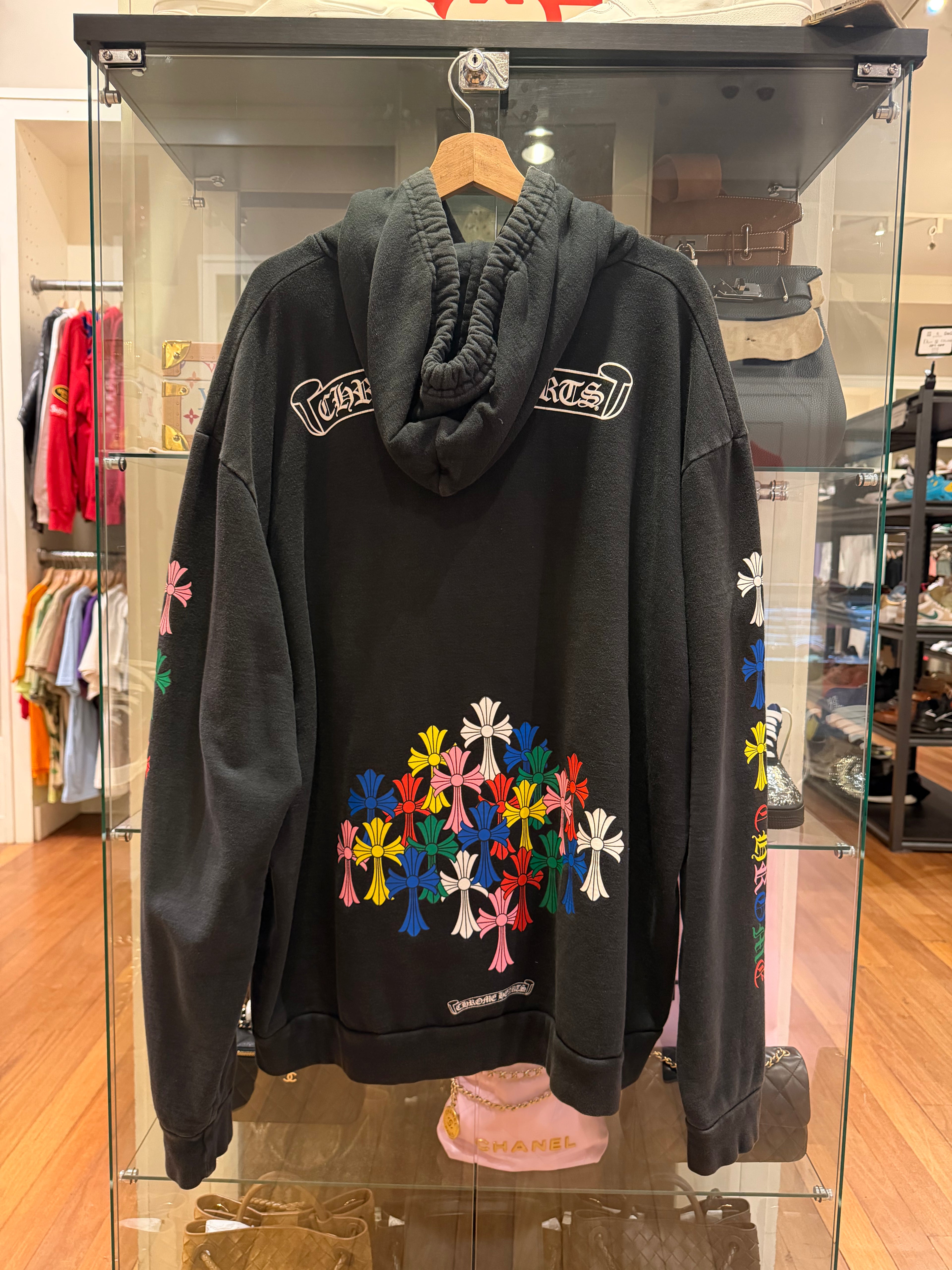 Chrome Hearts Multicolor Cemetery Cross Hoodie - Black