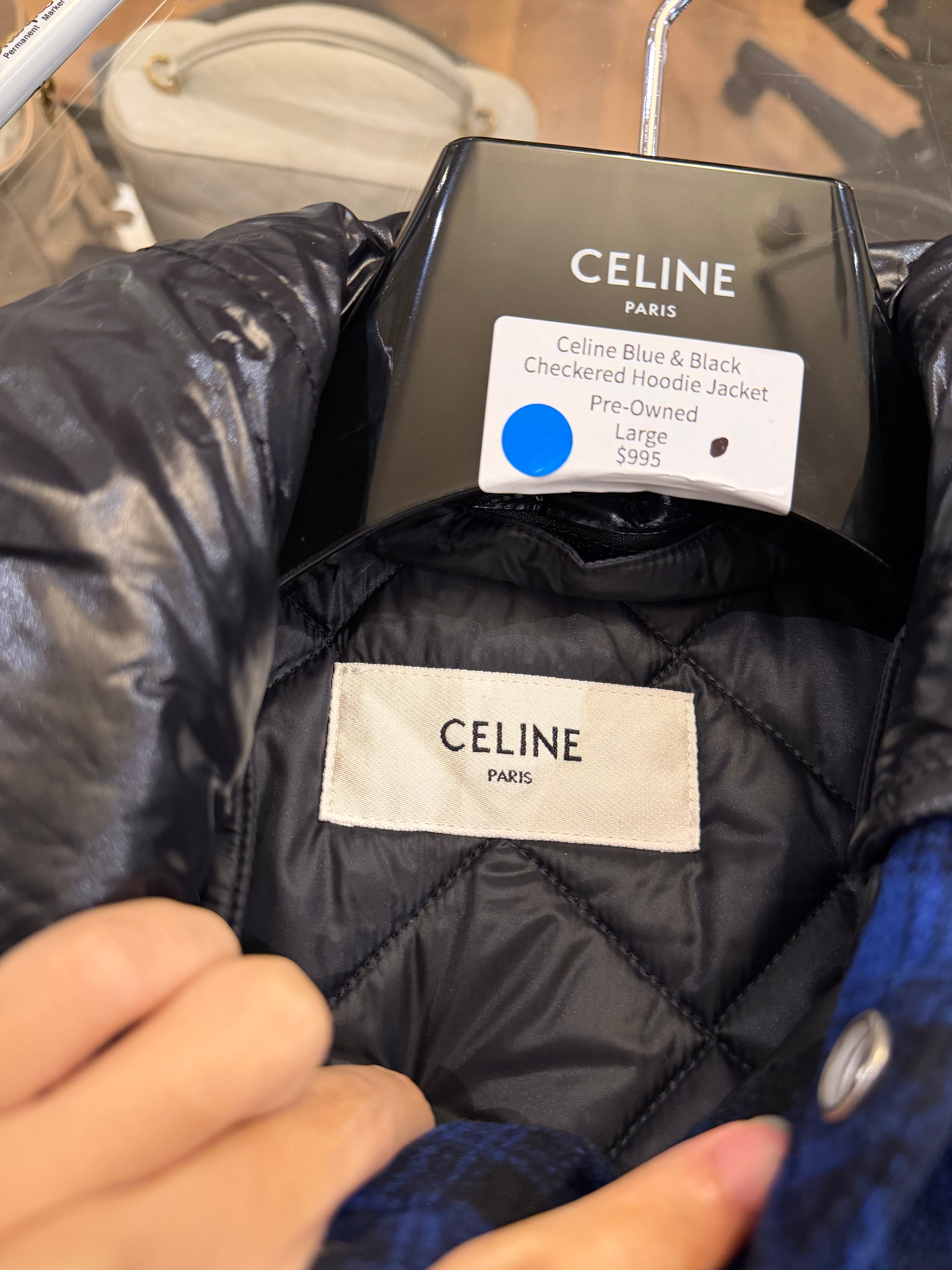 Celine Blue & Black
Checkered Hoodie Jacket