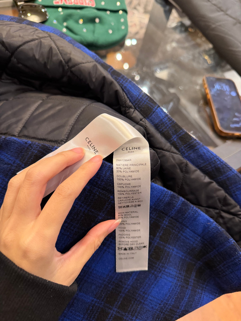 Celine Blue & Black
Checkered Hoodie Jacket