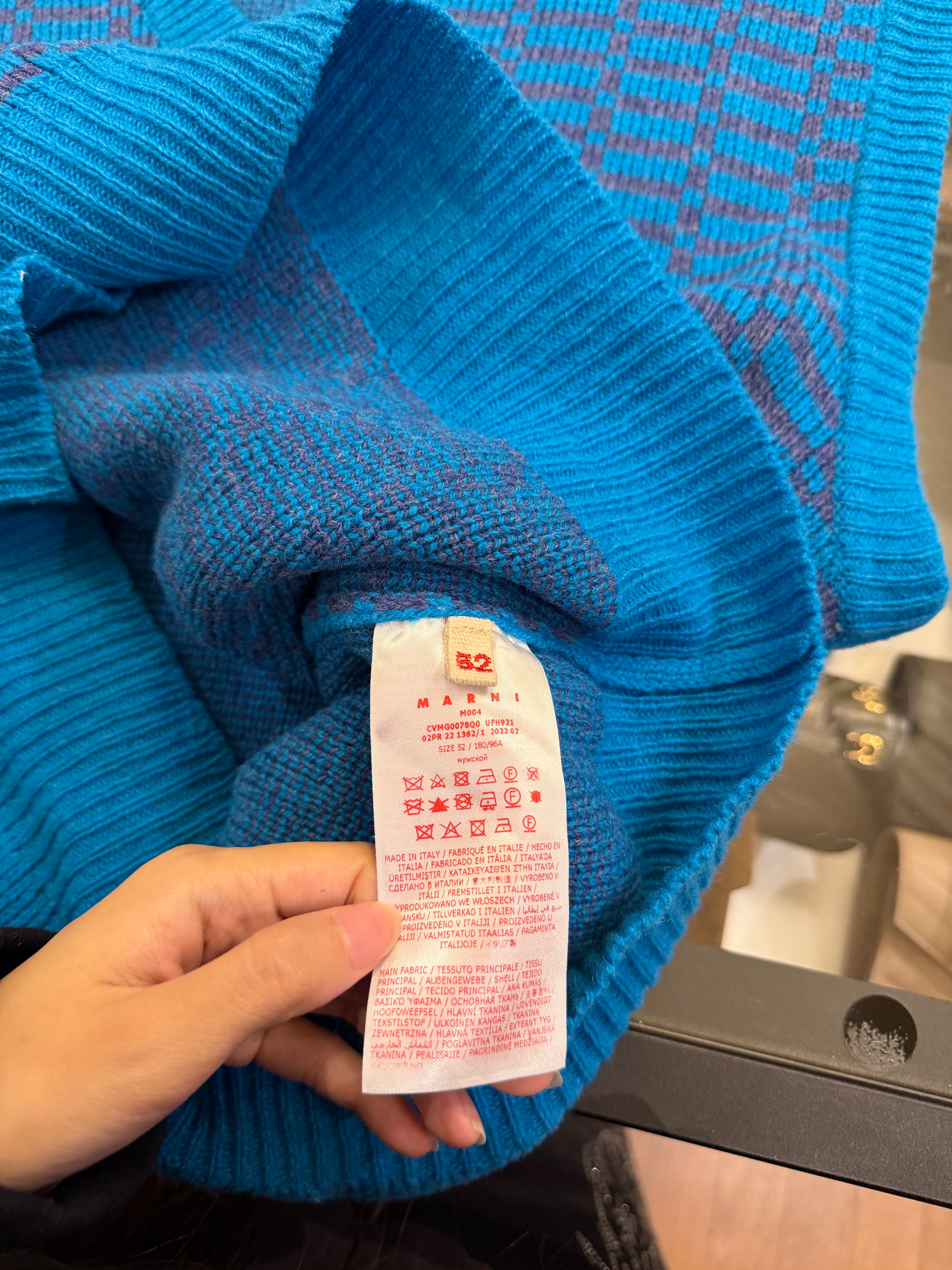 Marni Intarsia Wool Vest - Blue