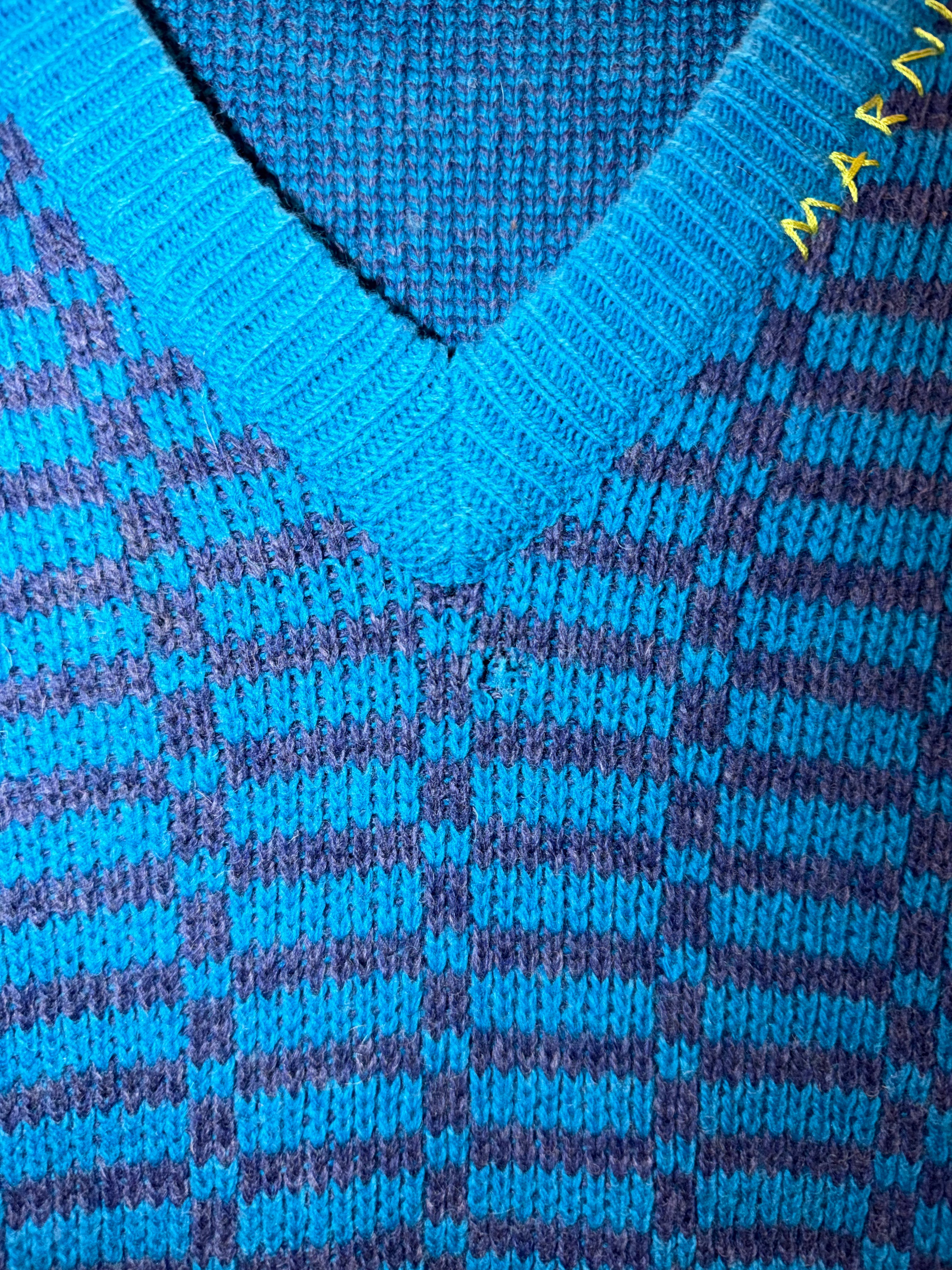 Marni Intarsia Wool Vest - Blue