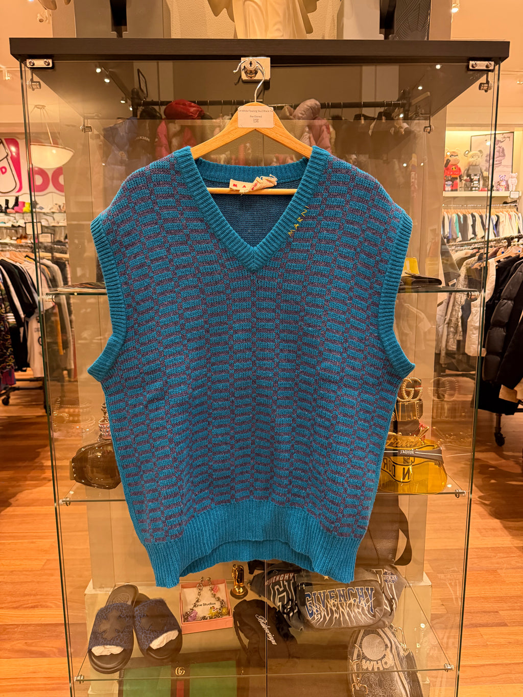 Marni Intarsia Wool Vest - Blue