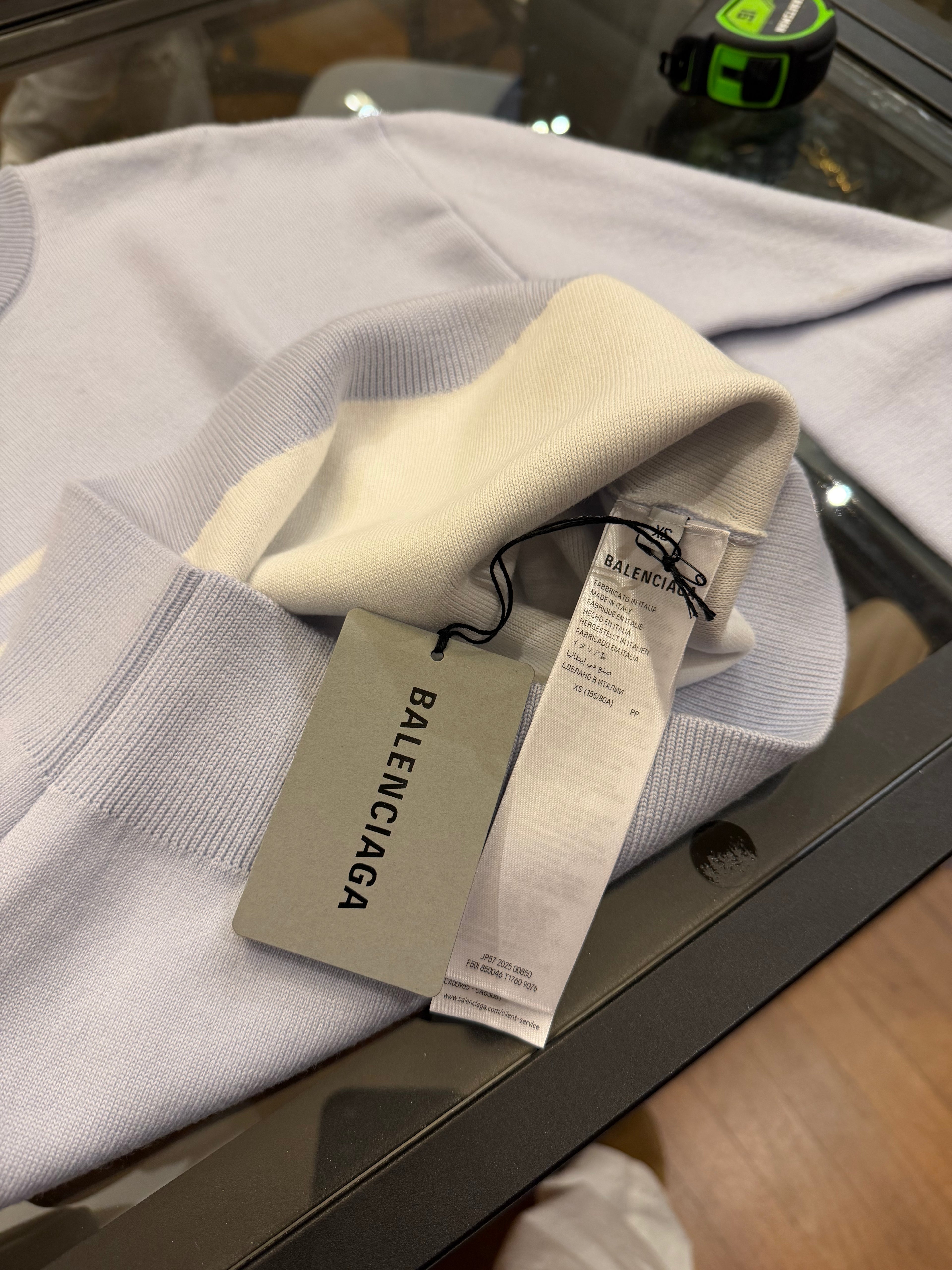 Balenciaga Cropped Intarsia Logo Wool-Blend Sweater - Lilac