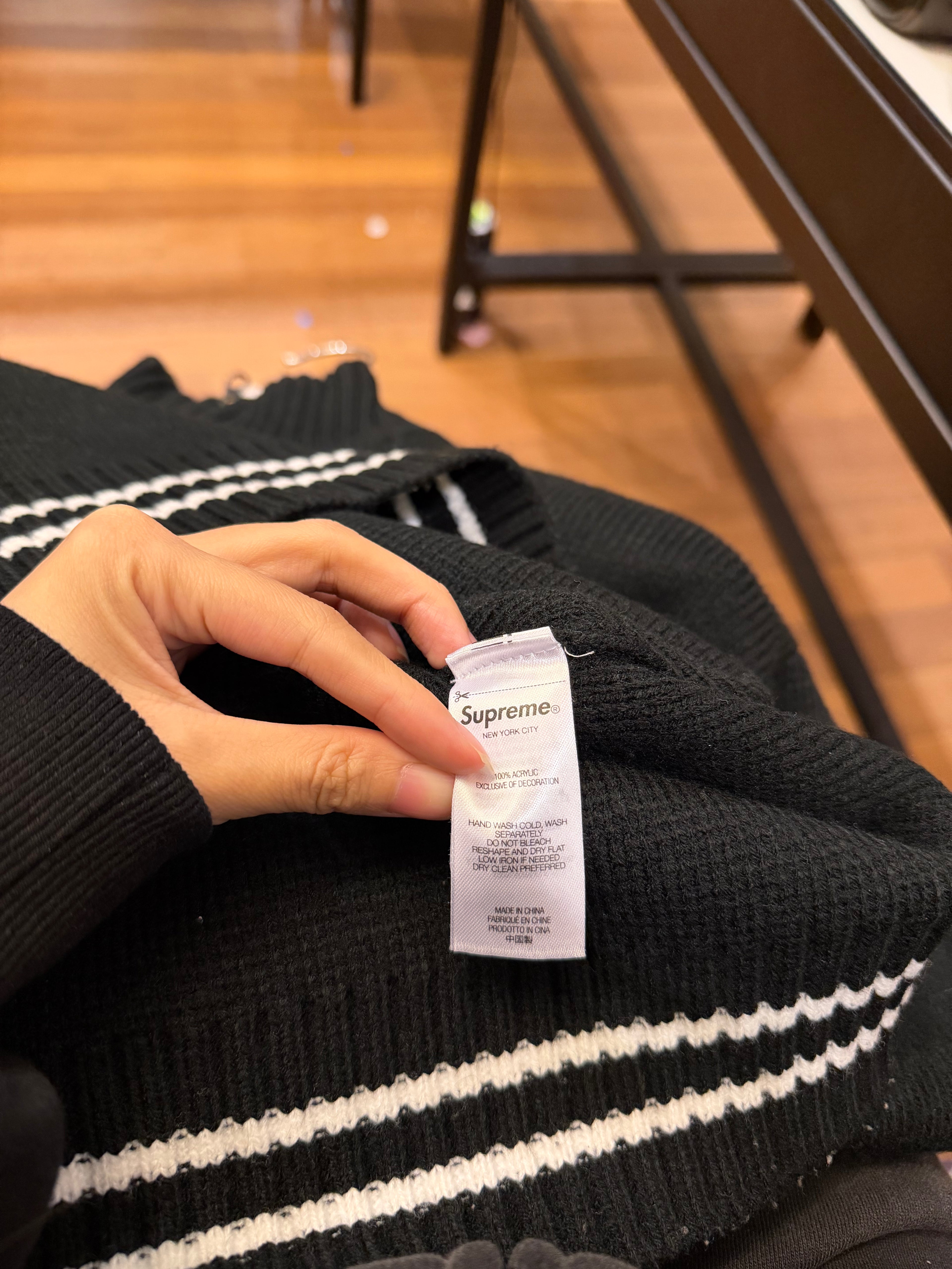 Supreme Script Knit Quarter Zip - Black
