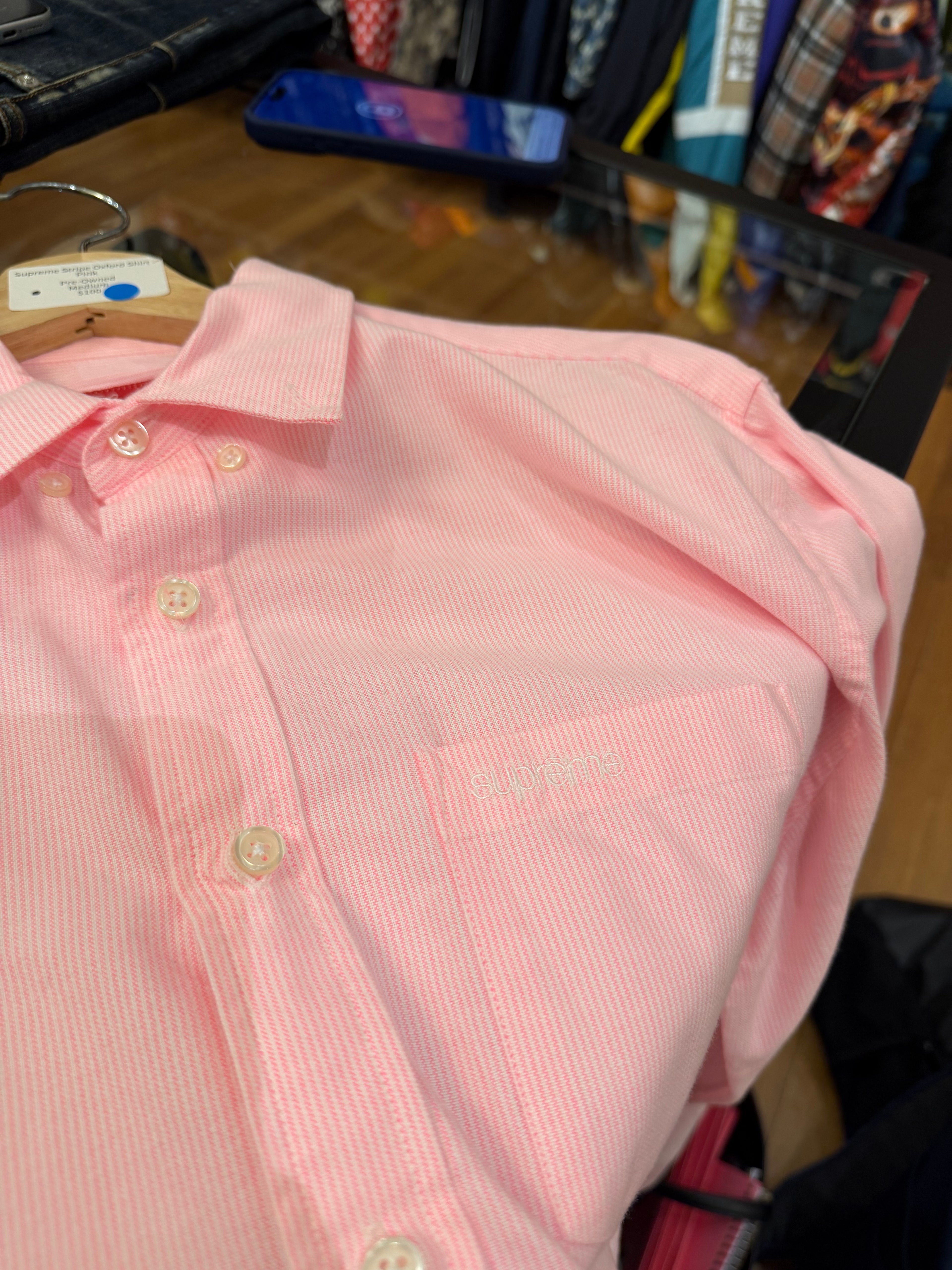 Supreme Stripe Oxford Shirt -
Pink