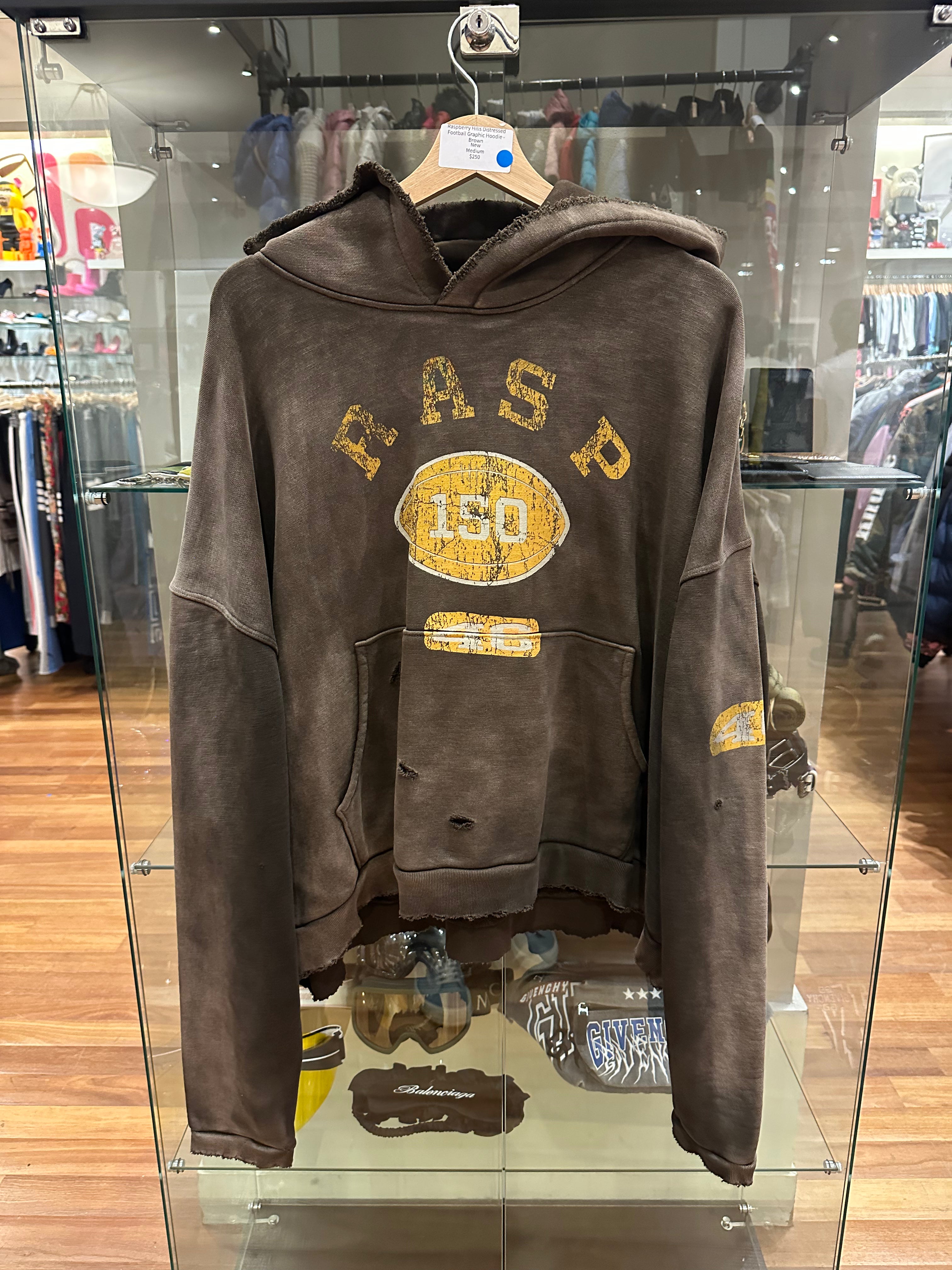 Rasberry By GV Distressed Football Graphic Hoodie