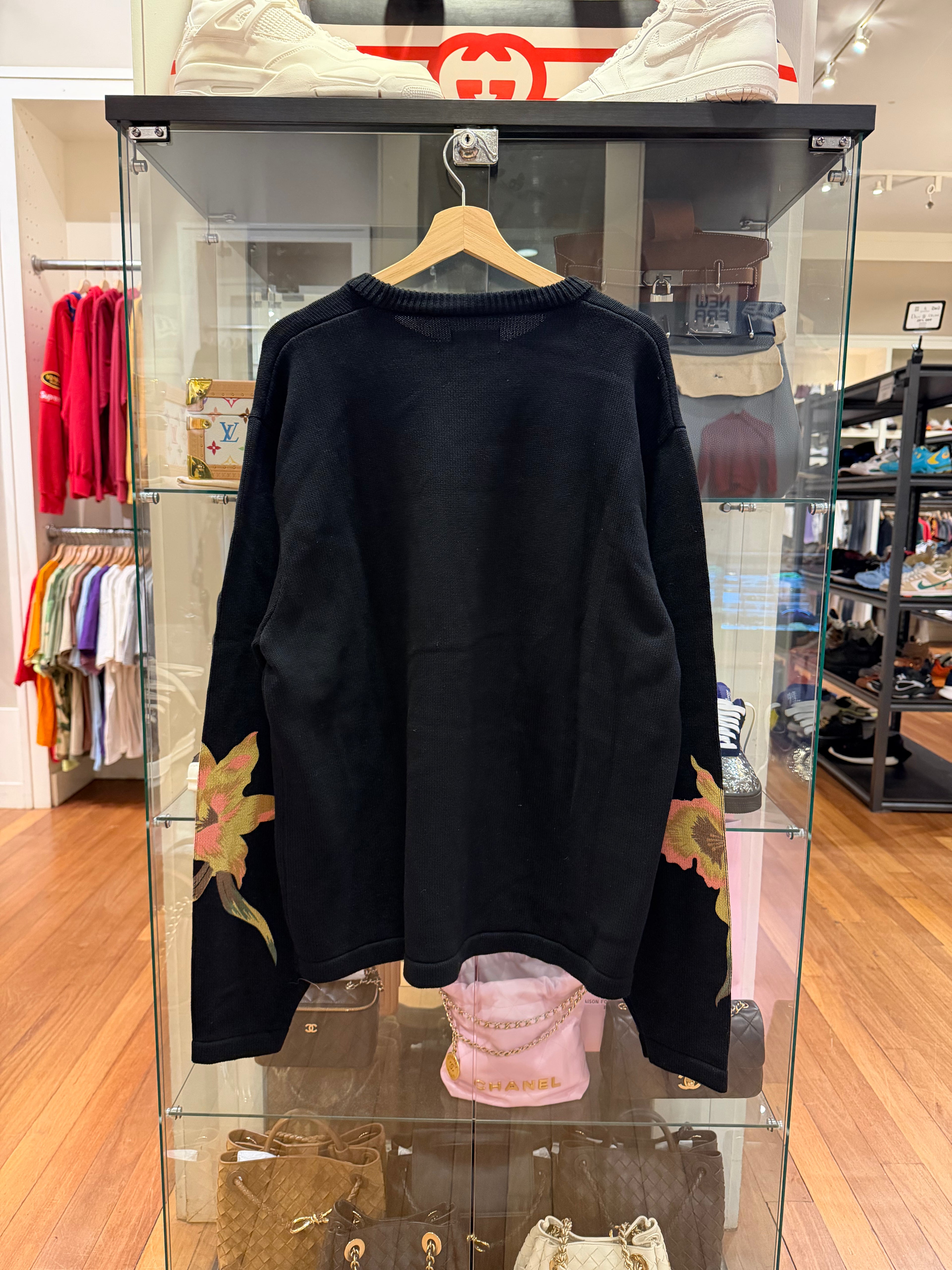 Stussy Floral Sleeve Sweater-Black