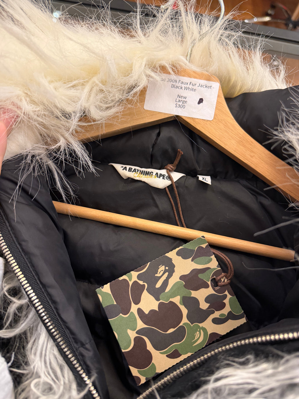 Bape 2008 Faux Fur Jacket -
Black White