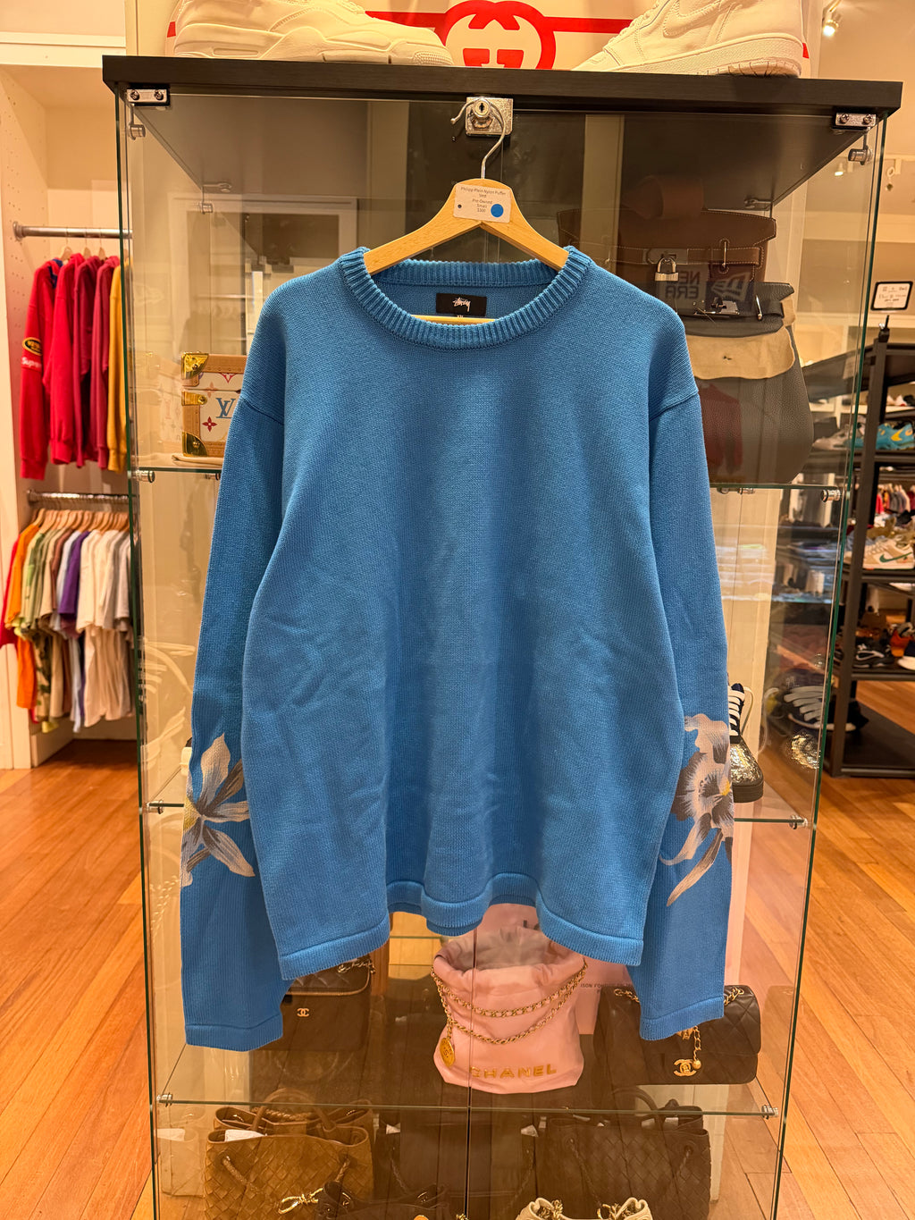 Stussy Floral Sleeve Sweater-Blue