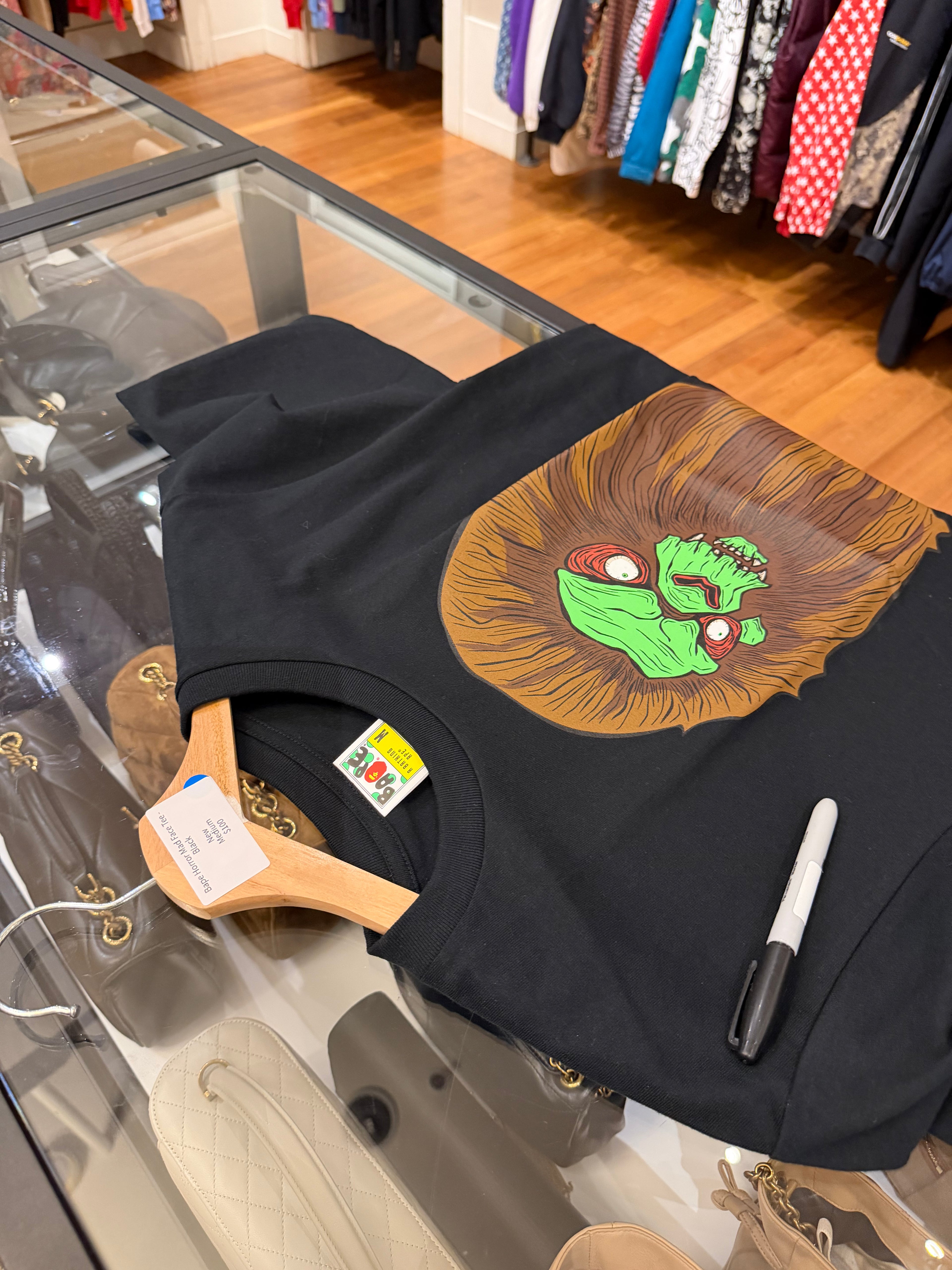 Bape Horror Mad Face Tee -
Black