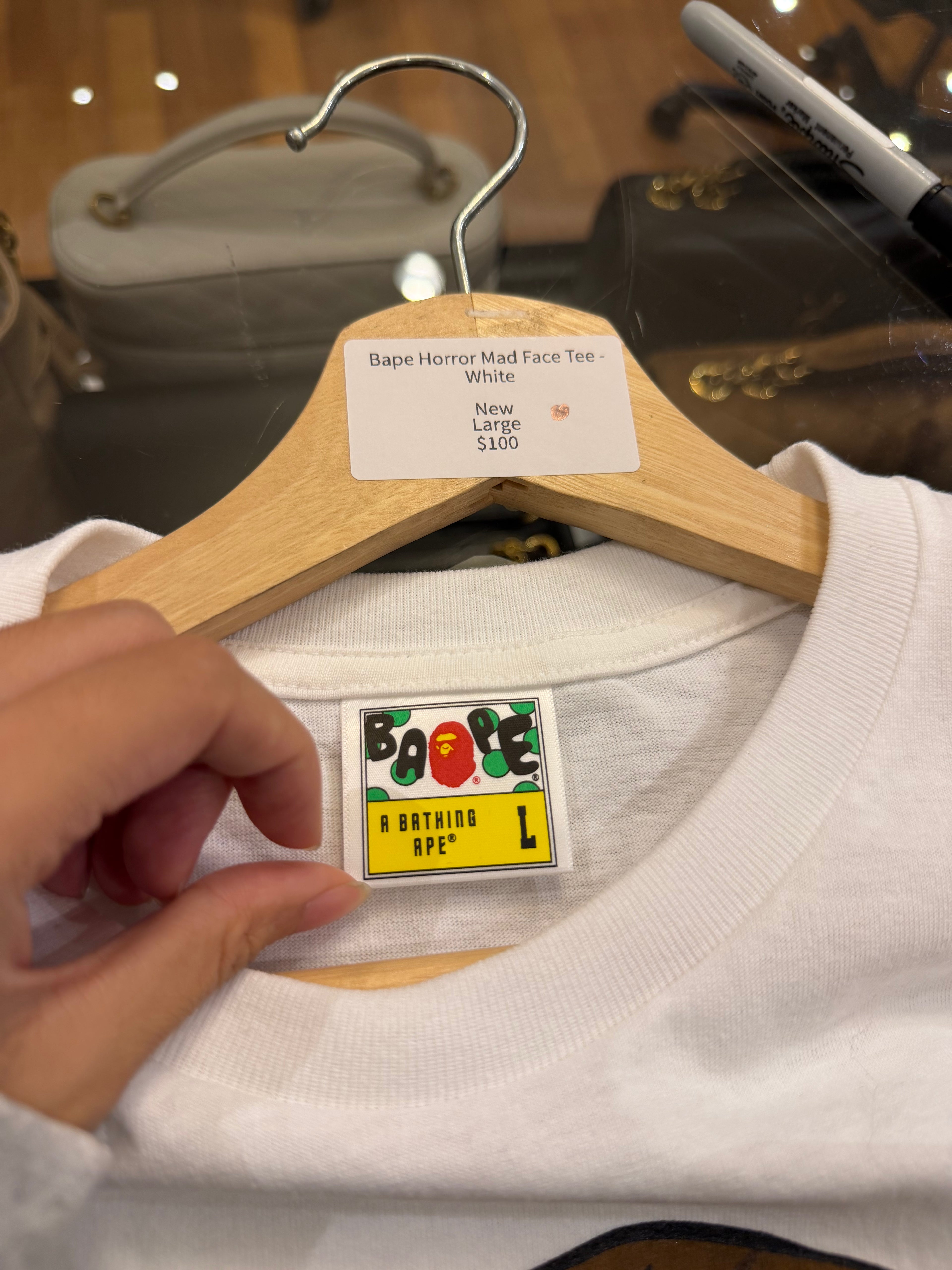 Bape Horror Mad Face Tee -
White
