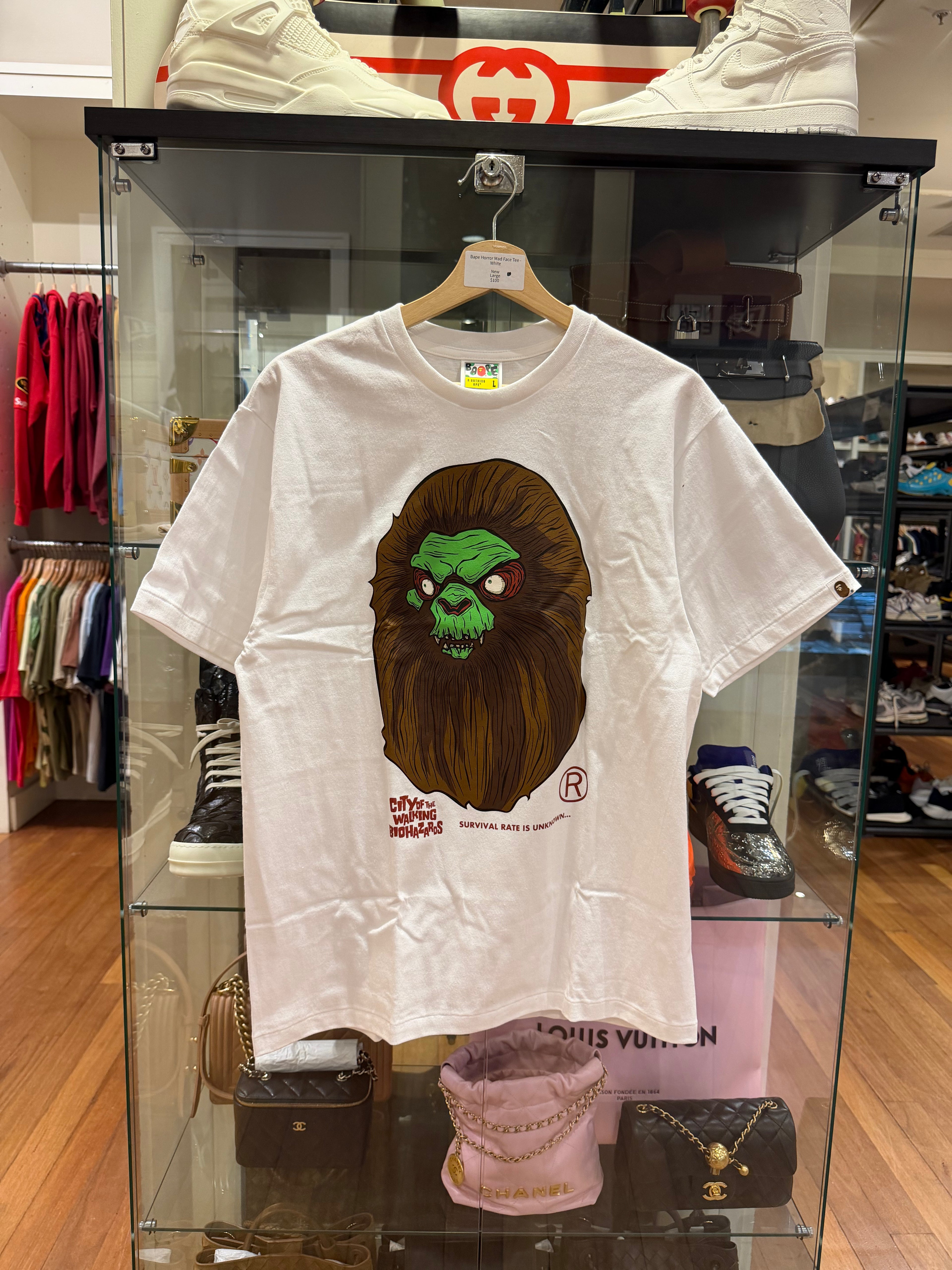 Bape Horror Mad Face Tee -
White