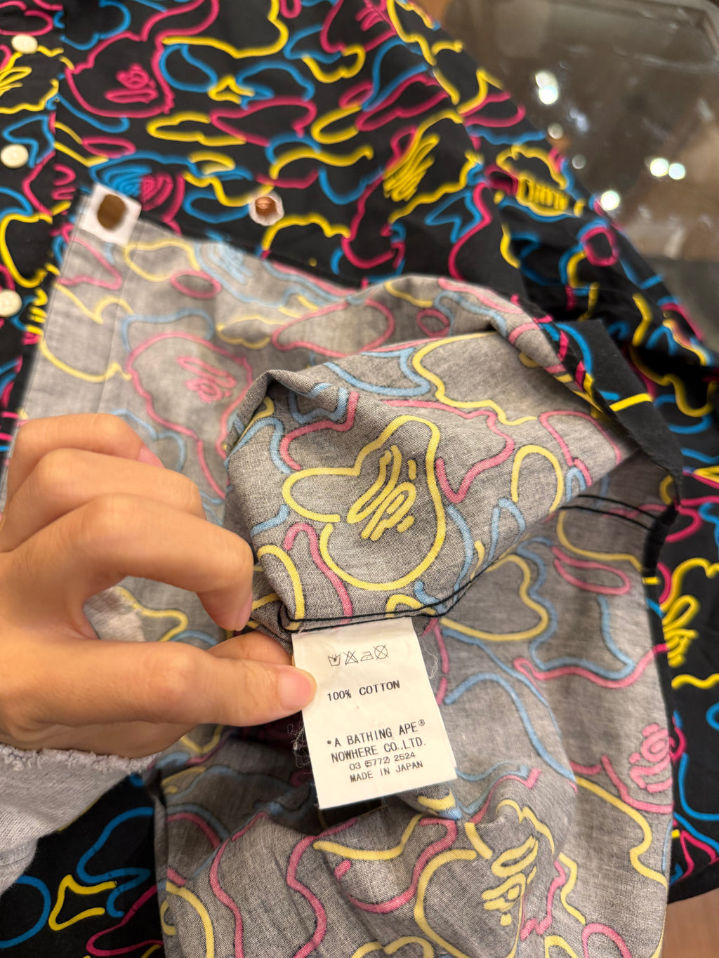 Bape Ape OG Neon Camo Button Down Shirt -Black