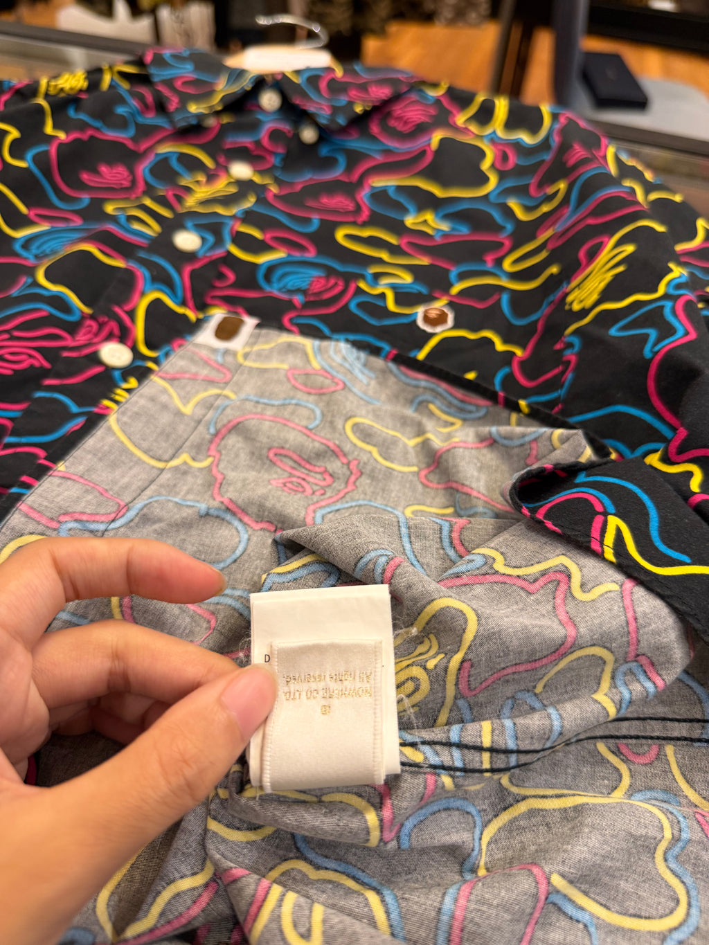 Bape Ape OG Neon Camo Button Down Shirt -Black