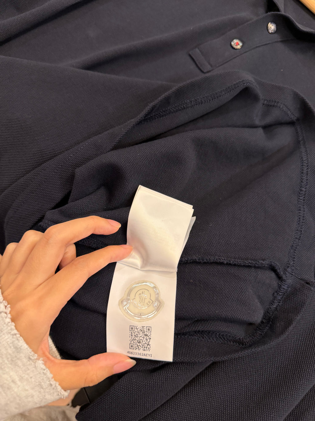 Moncler Pique Polo LS - Navy