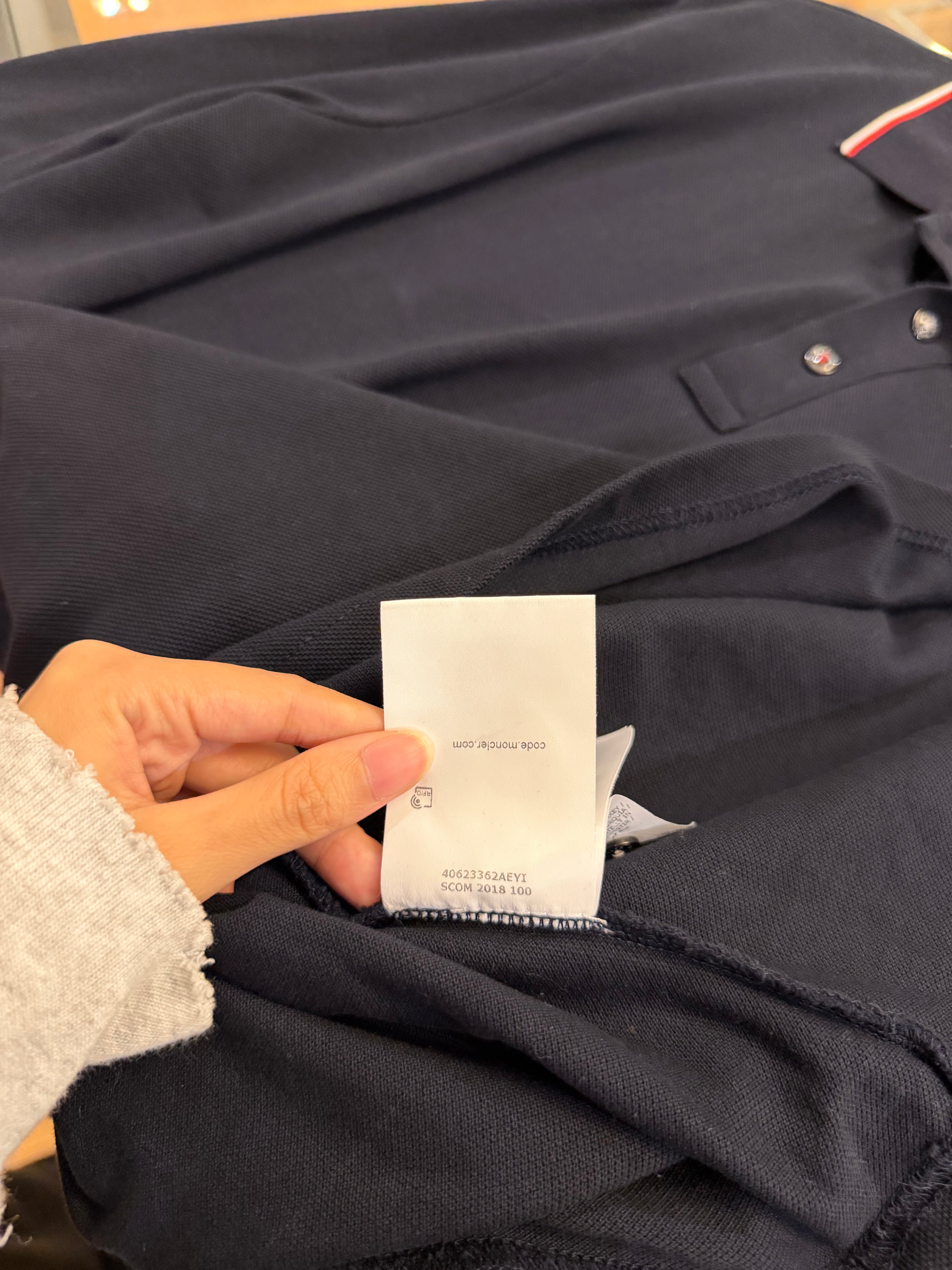 Moncler Pique Polo LS - Navy